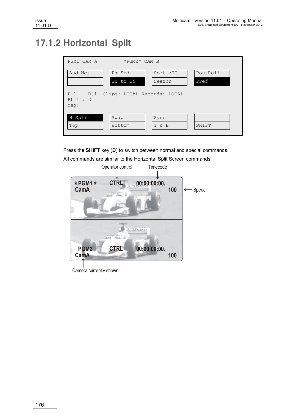 2 horizontal split, Horizontal split | EVS XT3 MulticamLSM Version 11.01 - November 2012 Operation Manual User Manual | Page 186 / 209