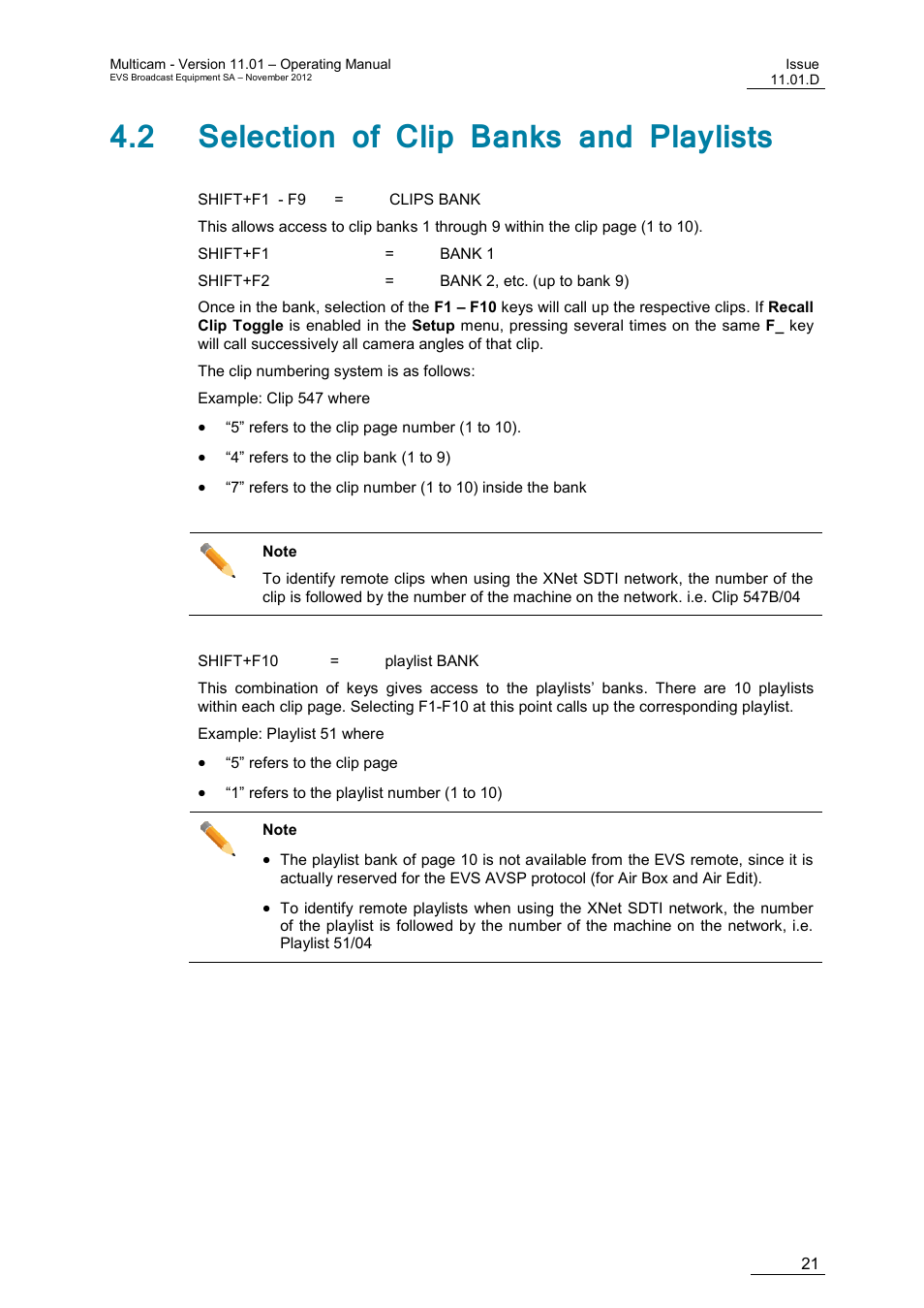 2 selection of clip banks and playlists | EVS XT3 MulticamLSM Version 11.01 - November 2012 Operation Manual User Manual | Page 31 / 209
