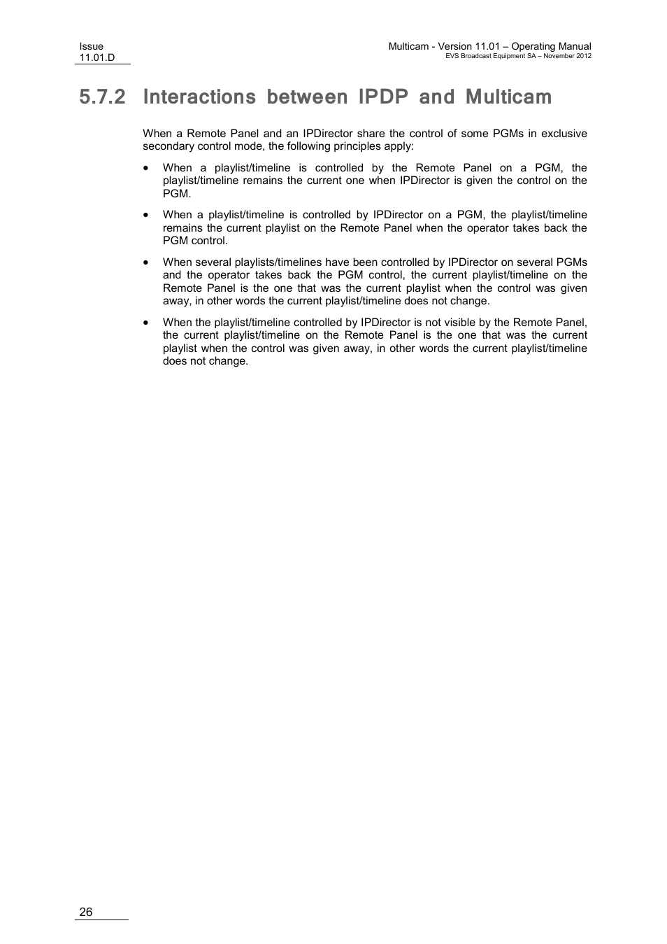 2 interactions between ipdp and multicam, Interactions between ipdp and multicam | EVS XT3 MulticamLSM Version 11.01 - November 2012 Operation Manual User Manual | Page 36 / 209