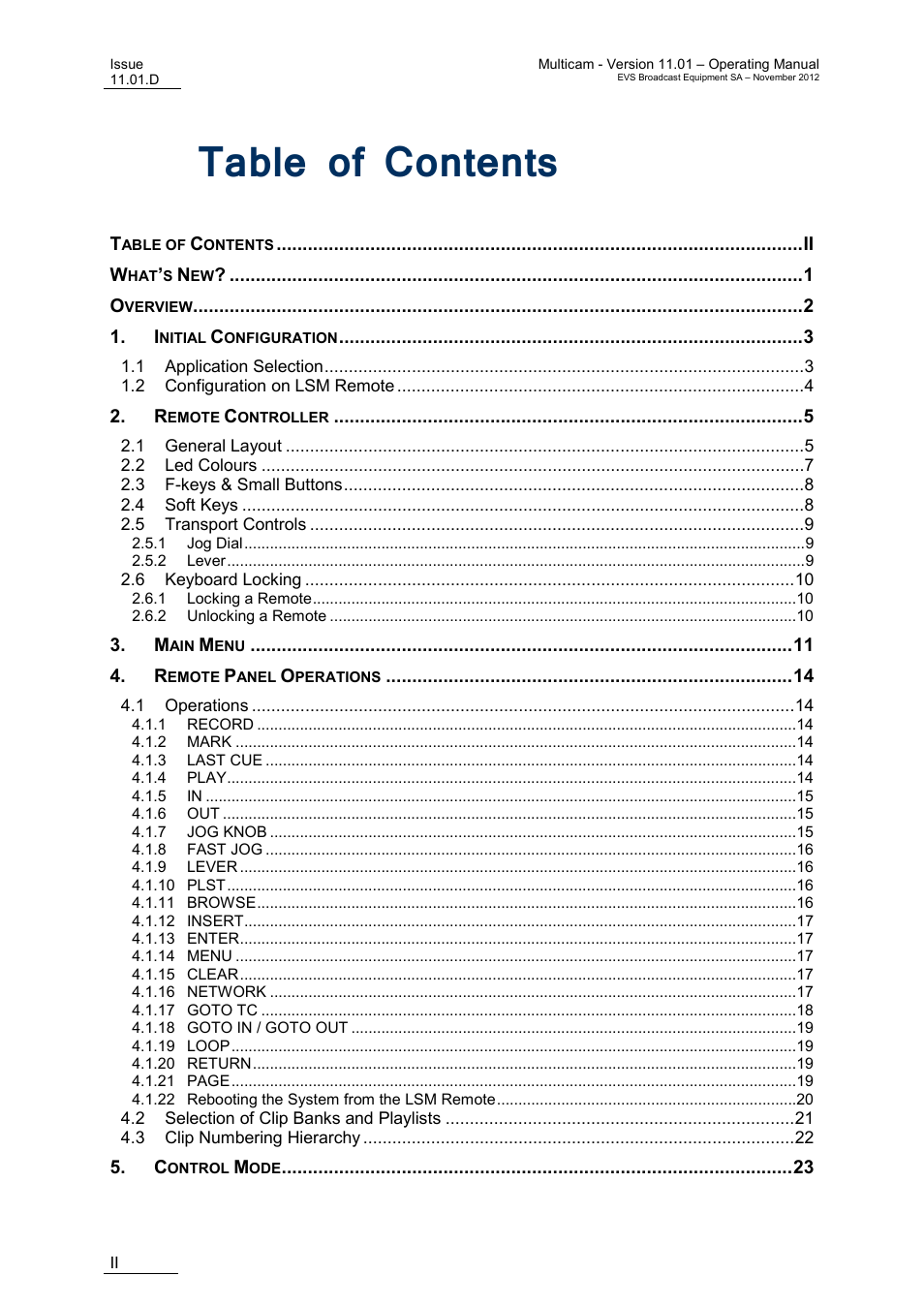 EVS XT3 MulticamLSM Version 11.01 - November 2012 Operation Manual User Manual | Page 4 / 209