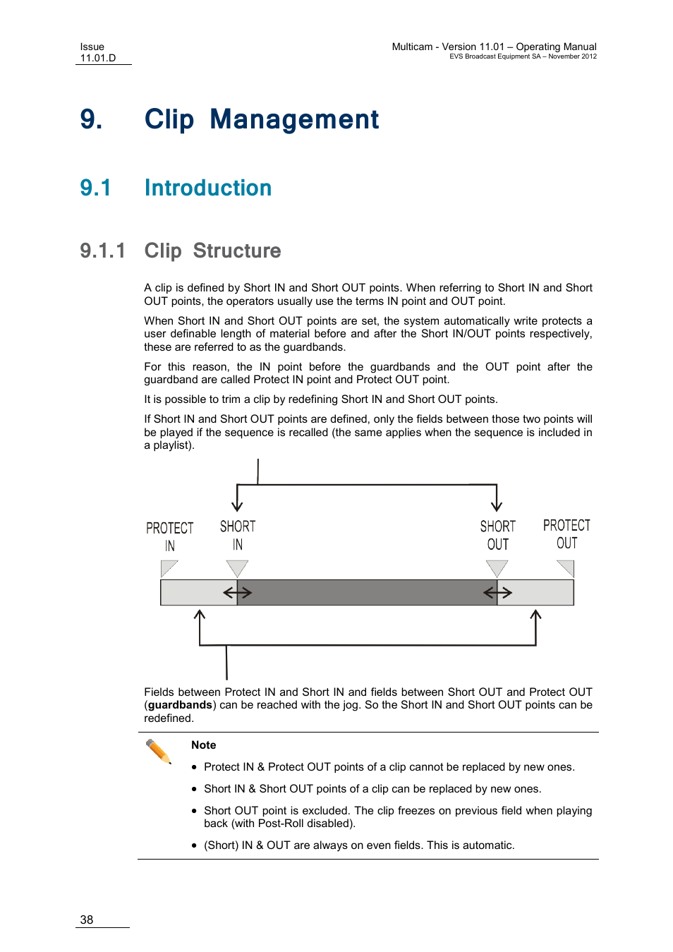 Clip management, 1 introduction, 1 clip structure | Anagement, Clip structure | EVS XT3 MulticamLSM Version 11.01 - November 2012 Operation Manual User Manual | Page 48 / 209