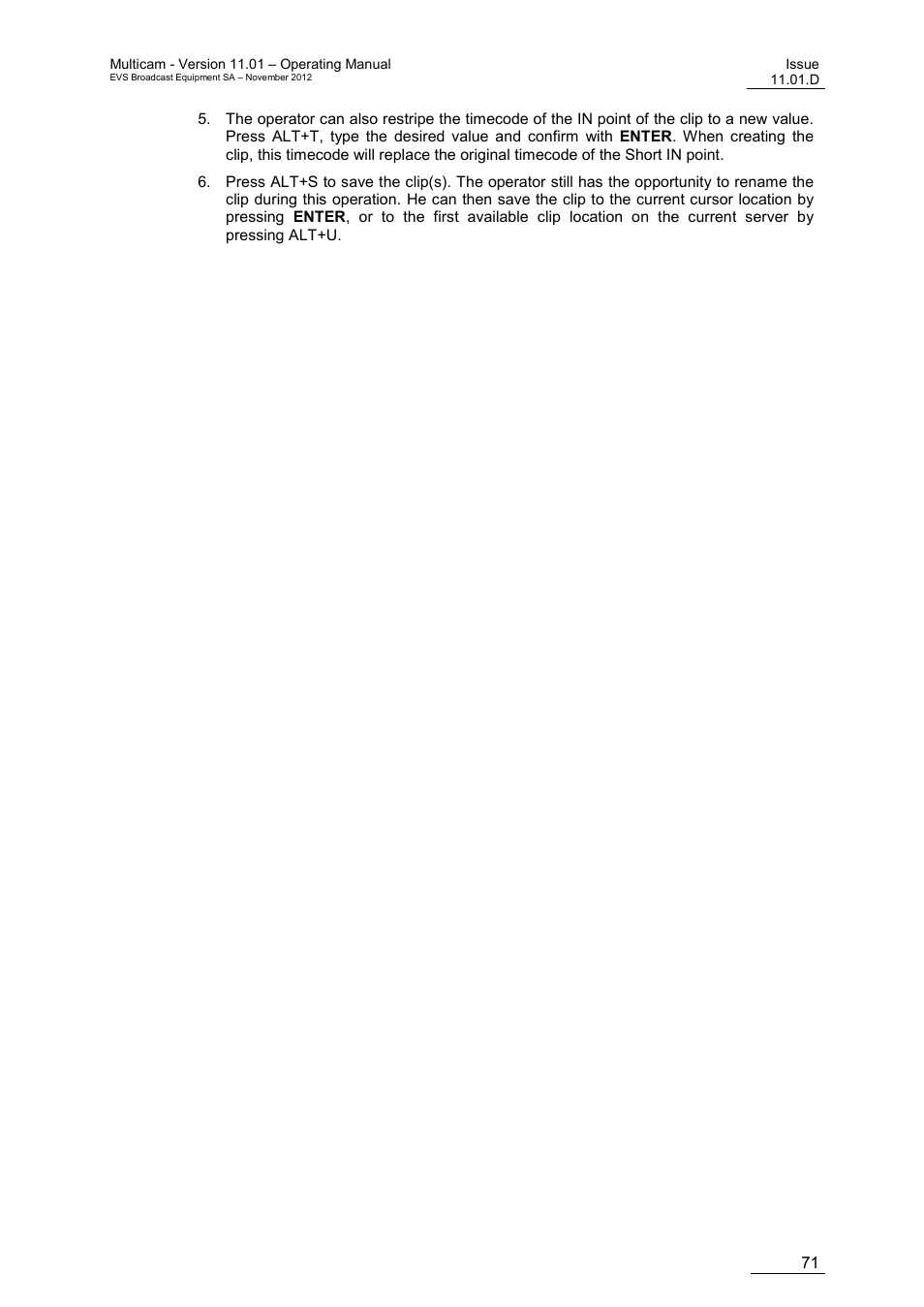 EVS XT3 MulticamLSM Version 11.01 - November 2012 Operation Manual User Manual | Page 81 / 209