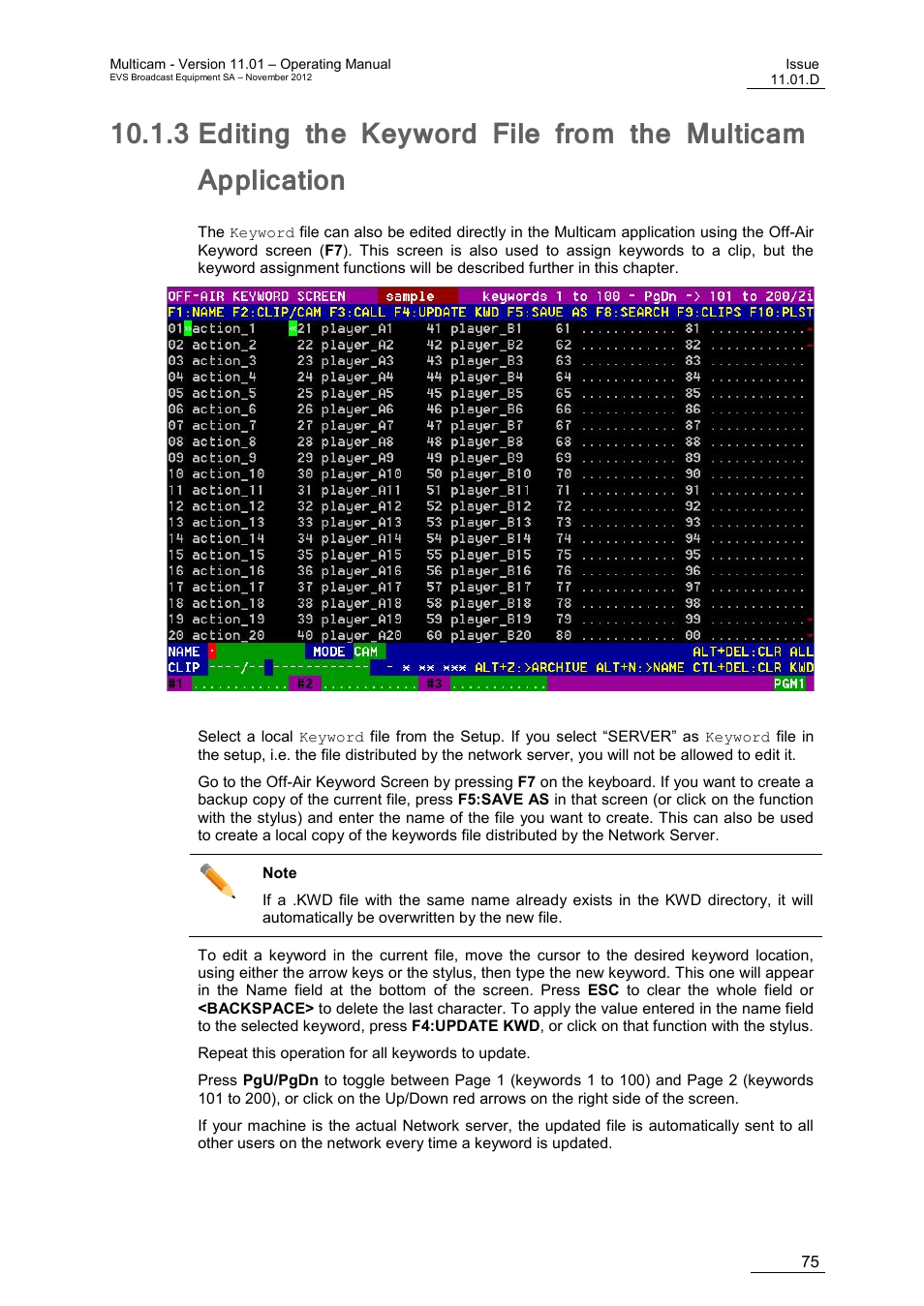 EVS XT3 MulticamLSM Version 11.01 - November 2012 Operation Manual User Manual | Page 85 / 209