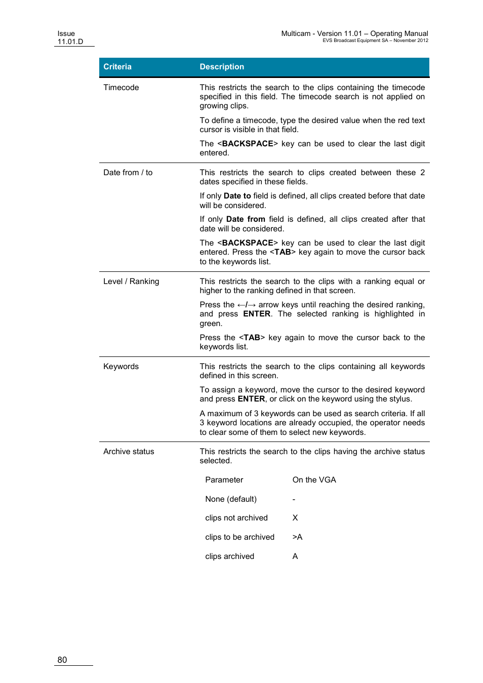 EVS XT3 MulticamLSM Version 11.01 - November 2012 Operation Manual User Manual | Page 90 / 209