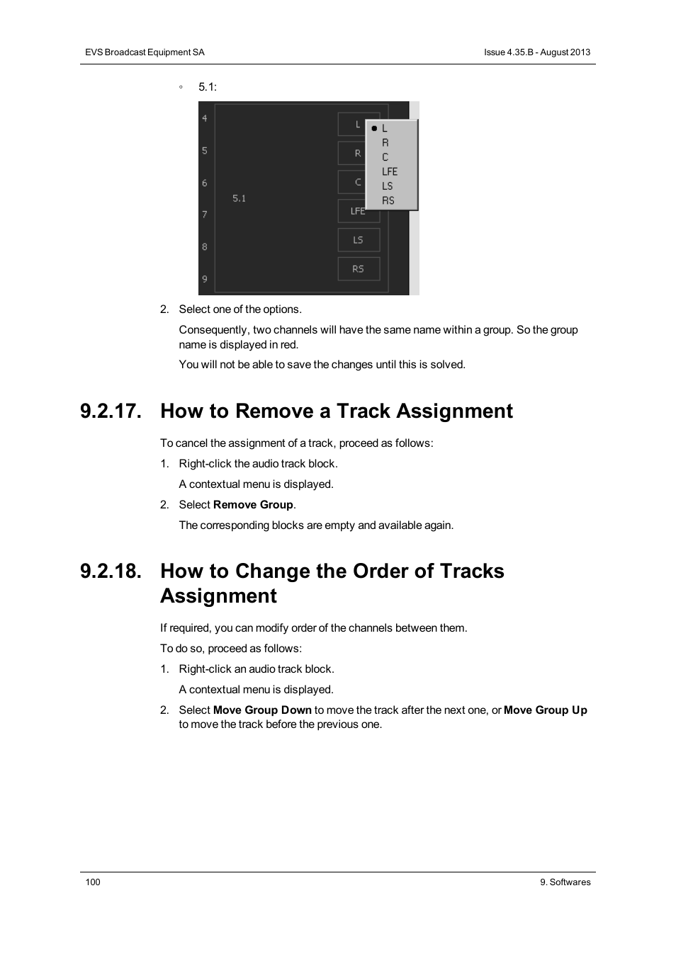 How to remove a track assignment, How to change the order of tracks assignment | EVS XEDIO Manager Version 4.35 - August 2013 User Manual User Manual | Page 110 / 142