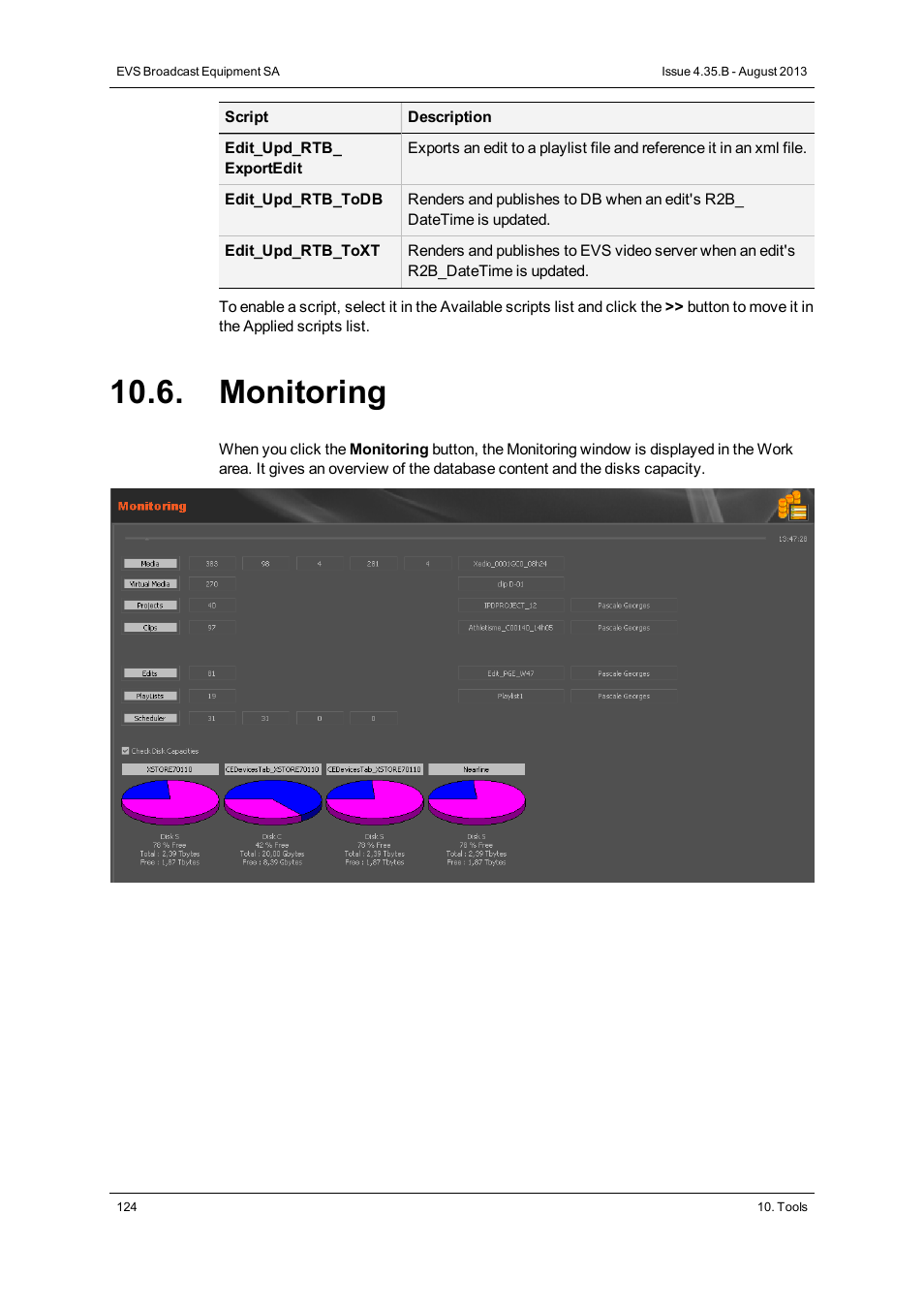 Monitoring | EVS XEDIO Manager Version 4.35 - August 2013 User Manual User Manual | Page 134 / 142