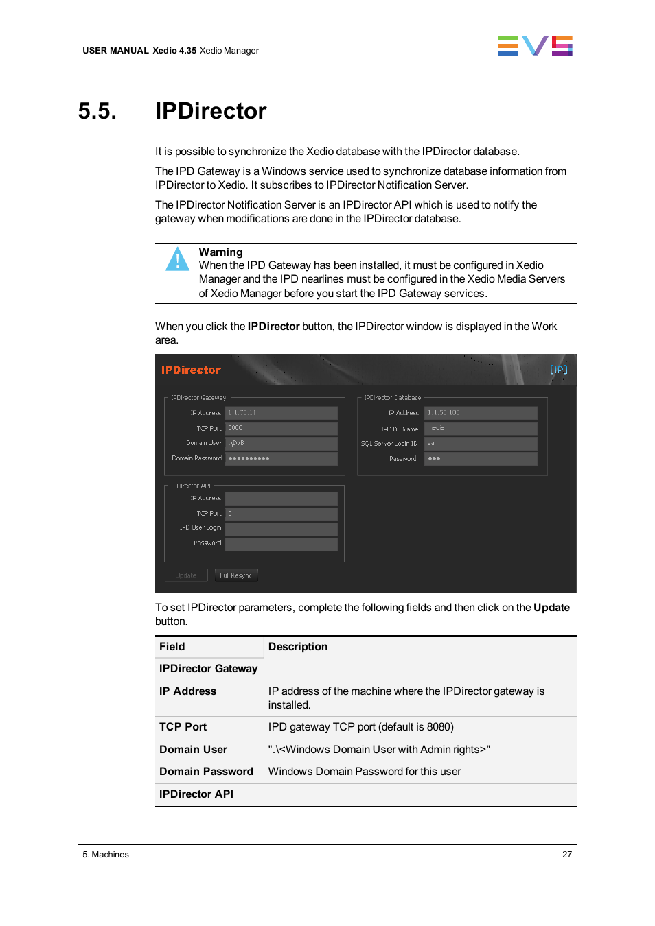 Ipdirector | EVS XEDIO Manager Version 4.35 - August 2013 User Manual User Manual | Page 37 / 142