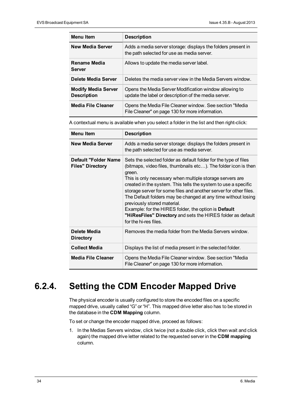 Setting the cdm encoder mapped drive | EVS XEDIO Manager Version 4.35 - August 2013 User Manual User Manual | Page 44 / 142