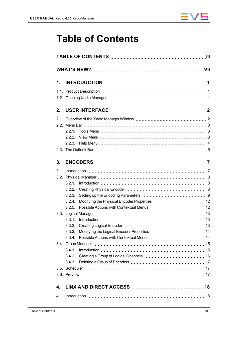 EVS XEDIO Manager Version 4.35 - August 2013 User Manual User Manual | Page 5 / 142