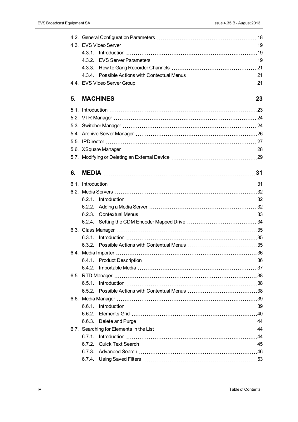 EVS XEDIO Manager Version 4.35 - August 2013 User Manual User Manual | Page 6 / 142