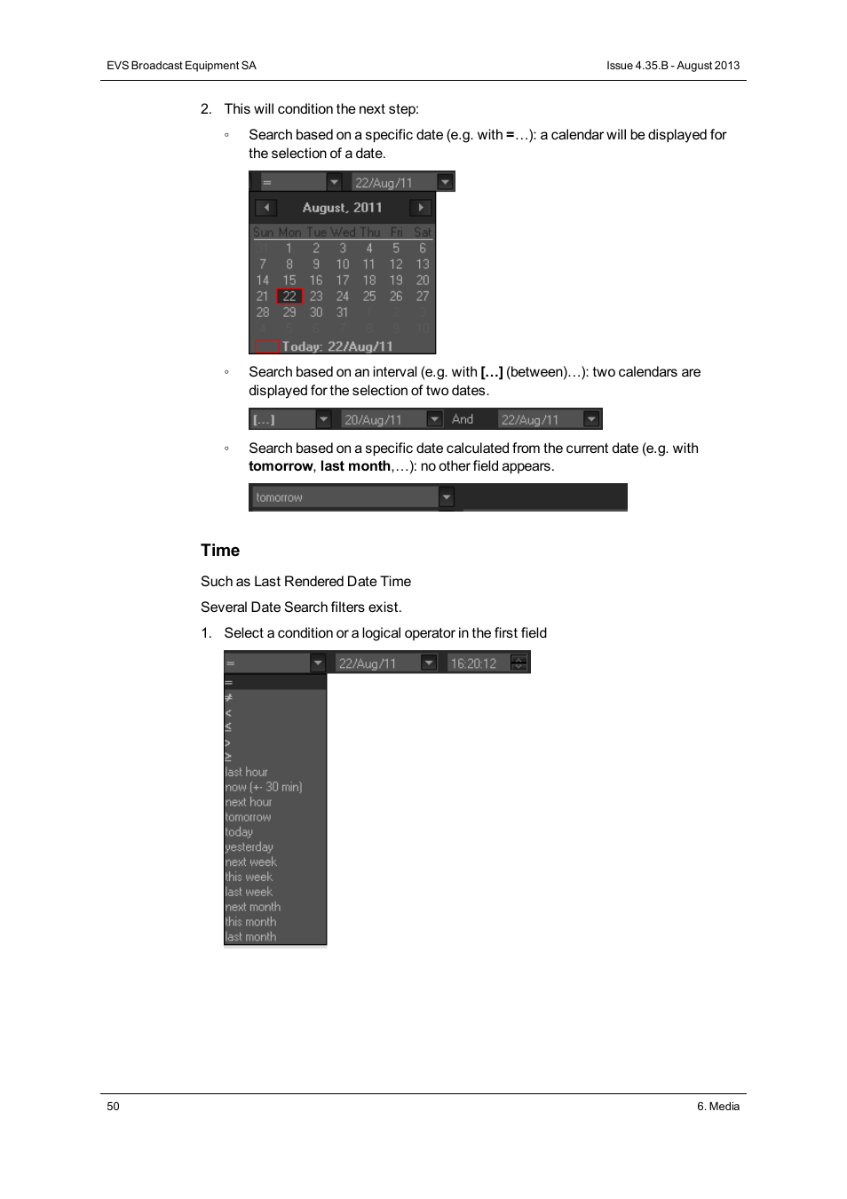 Time | EVS XEDIO Manager Version 4.35 - August 2013 User Manual User Manual | Page 60 / 142