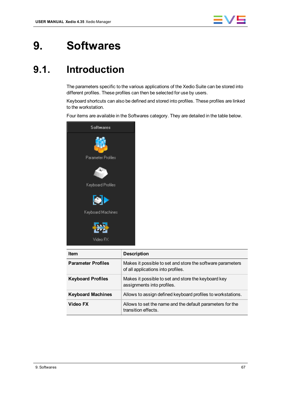 Softwares, Introduction | EVS XEDIO Manager Version 4.35 - August 2013 User Manual User Manual | Page 77 / 142