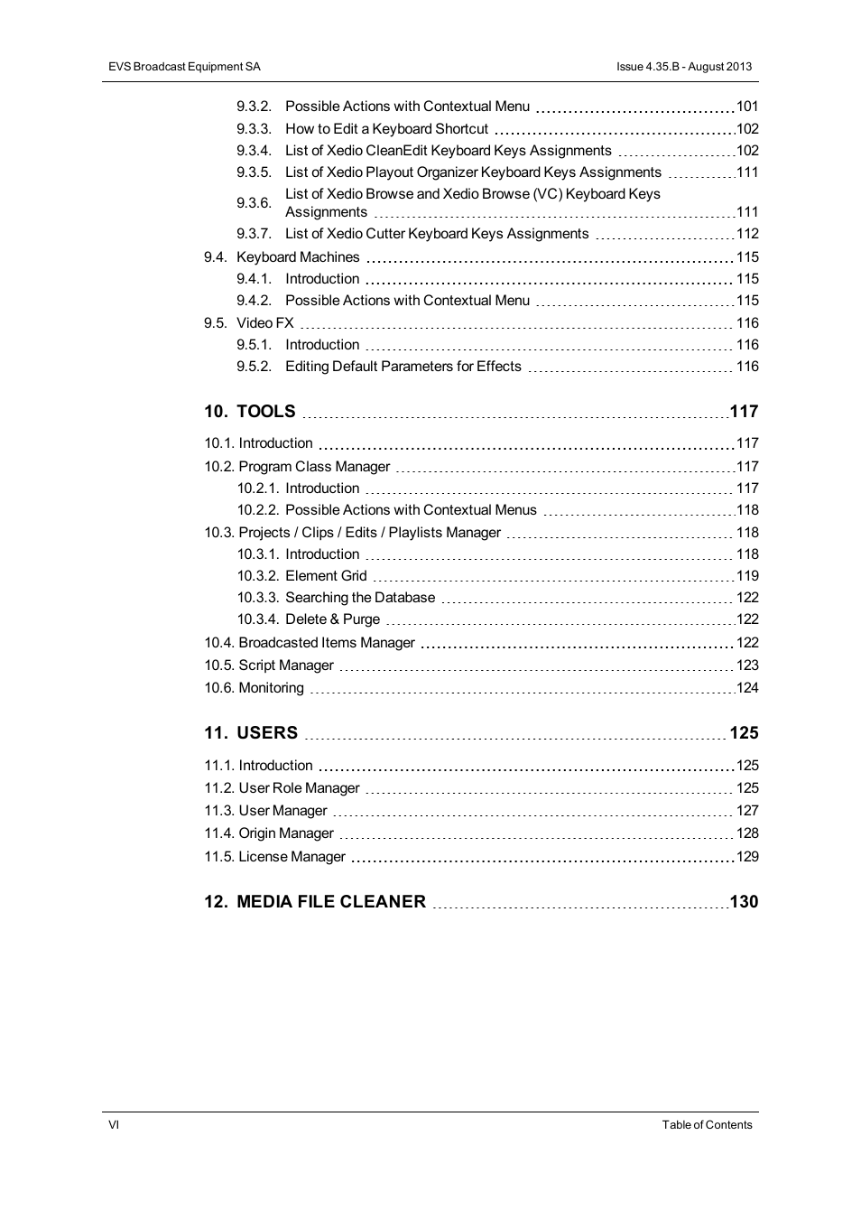 EVS XEDIO Manager Version 4.35 - August 2013 User Manual User Manual | Page 8 / 142