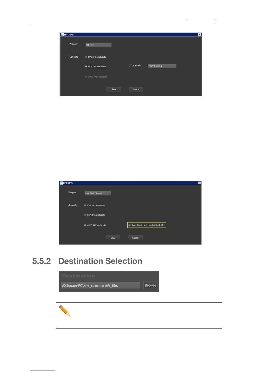 Destination selection | EVS XFLY Streamer Version 1.03 - September 2013 User Manual User Manual | Page 18 / 26