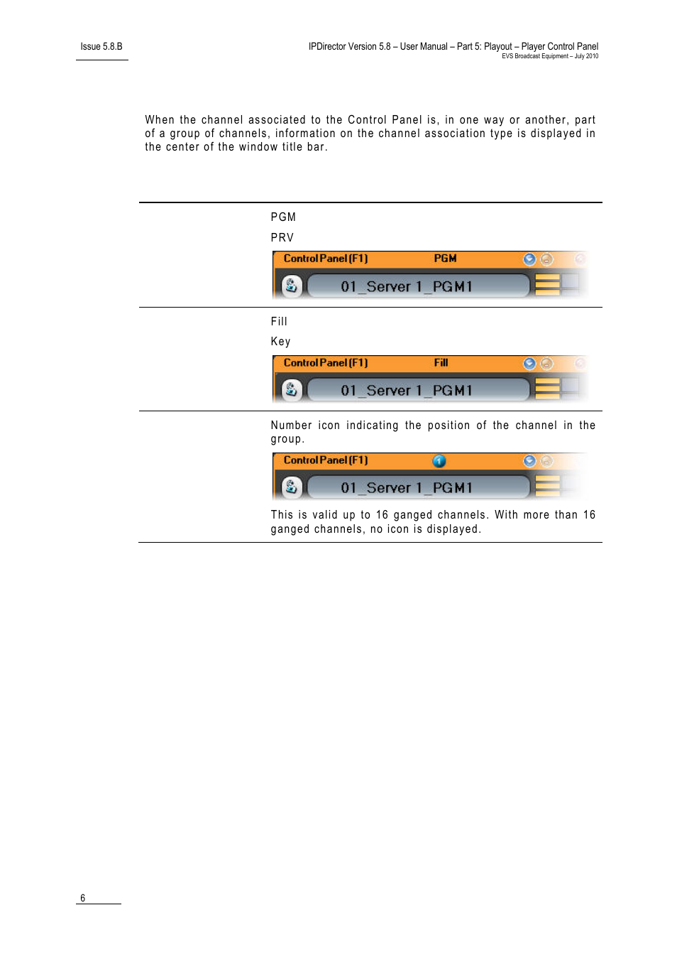 Channel group mode display | EVS IPDirector Version 5.8 - July 2010 Part 5 User's Manual User Manual | Page 15 / 102