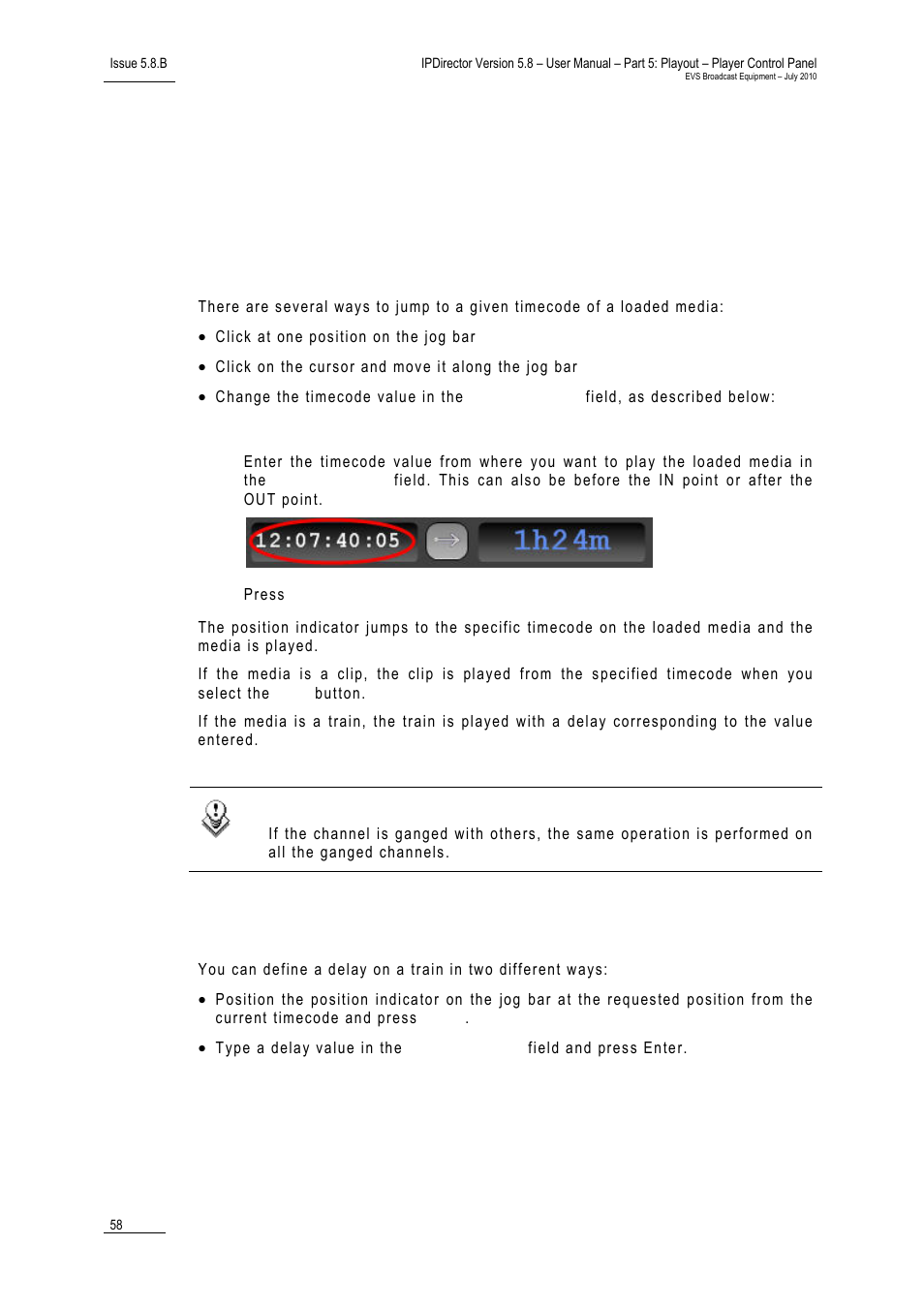 5 moving within media, 2 playing a train with a delay, Moving within media | Playing a train with a delay | EVS IPDirector Version 5.8 - July 2010 Part 5 User's Manual User Manual | Page 67 / 102