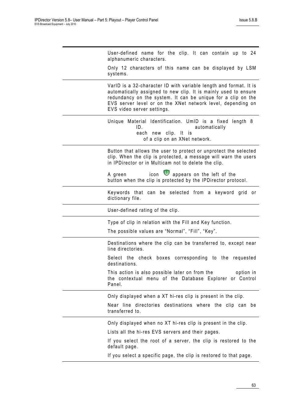 EVS IPDirector Version 5.8 - July 2010 Part 5 User's Manual User Manual | Page 72 / 102