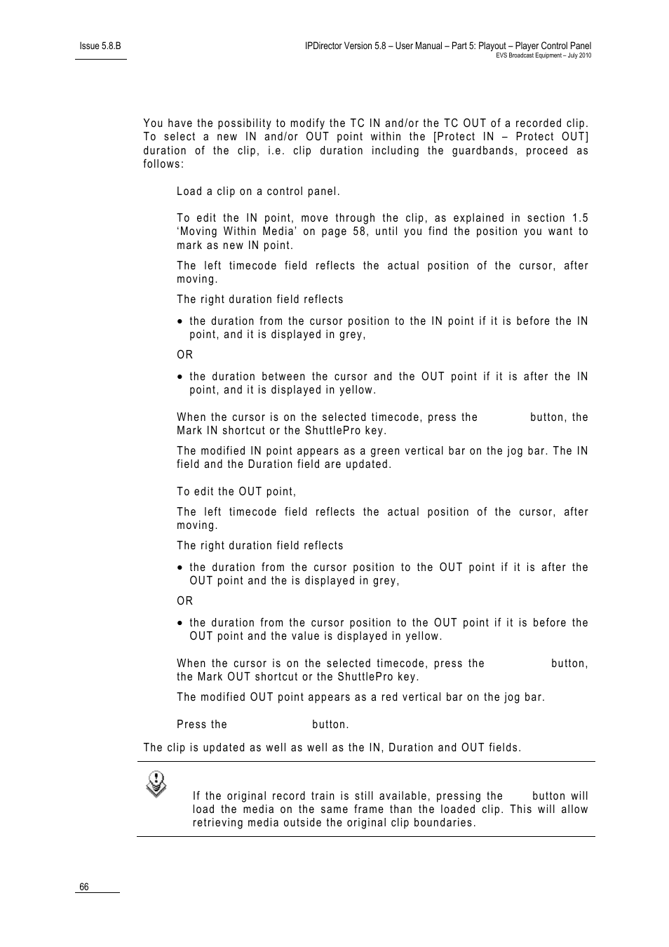 3 how to edit a clip duration, How to edit a clip duration, Ow to | Dit a, Uration | EVS IPDirector Version 5.8 - July 2010 Part 5 User's Manual User Manual | Page 75 / 102