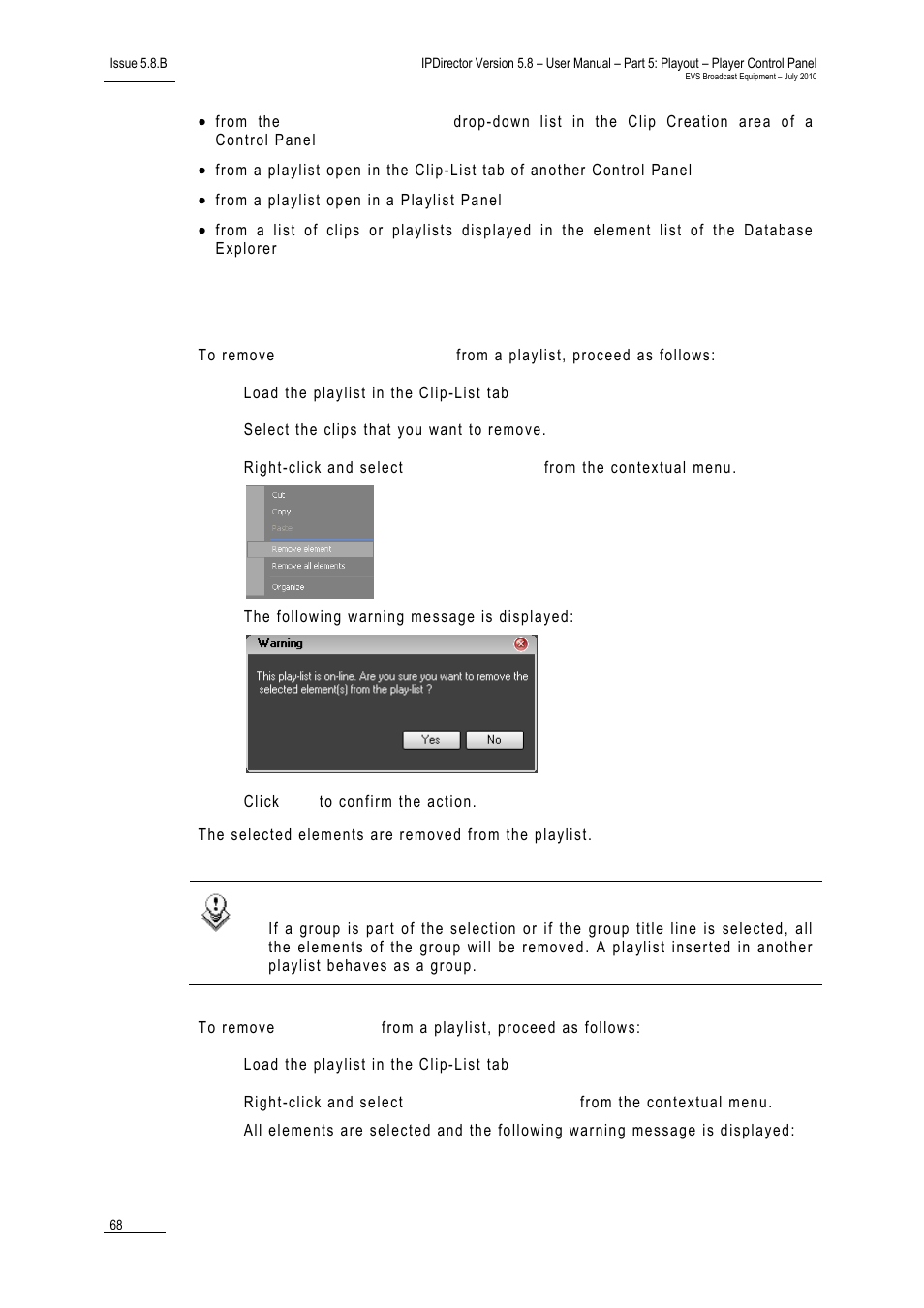 7 how to remove elements from a playlist, How to remove elements from a playlist, Ow to | Emove, Lements, Rom a, Laylist | EVS IPDirector Version 5.8 - July 2010 Part 5 User's Manual User Manual | Page 77 / 102