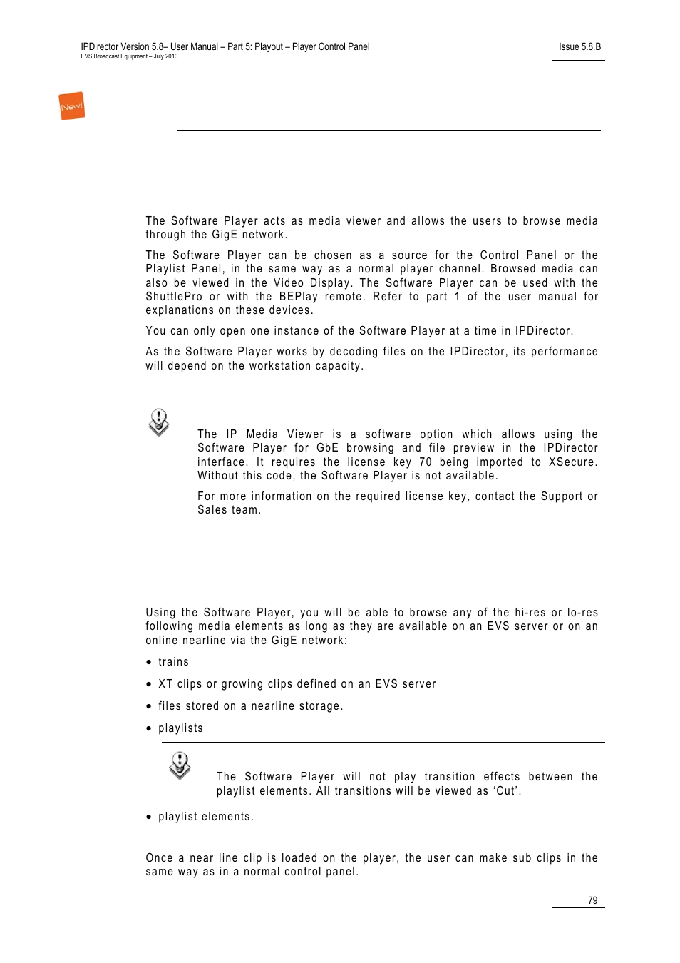 Software player, 1 introduction, 1 browsable media | Introduction, Browsable media, 2 up, Rowsable, Edia | EVS IPDirector Version 5.8 - July 2010 Part 5 User's Manual User Manual | Page 88 / 102