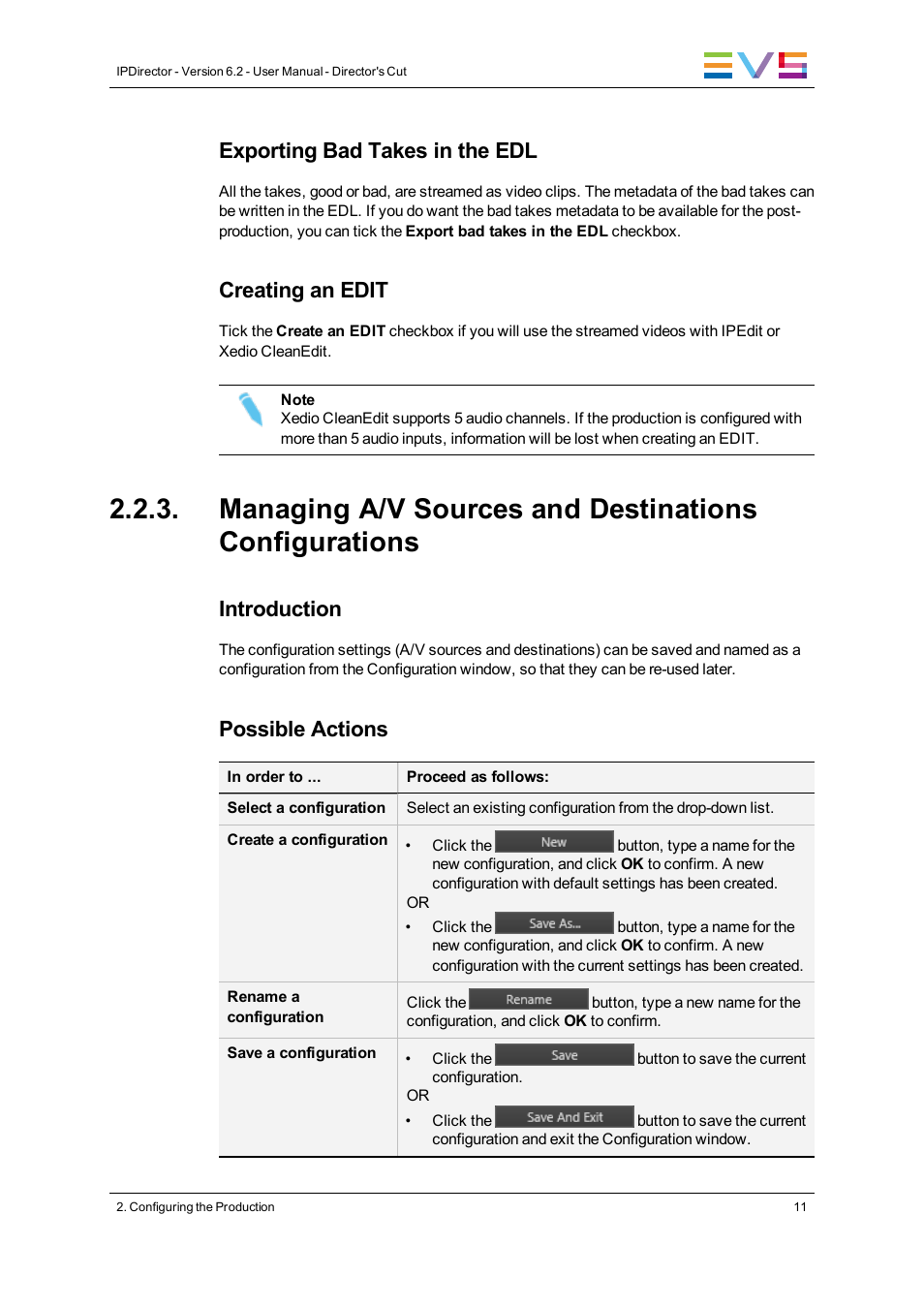 Exporting bad takes in the edl, Creating an edit, Introduction | Possible actions | EVS IPDirector Version 6.2 - June 2013 DIRECTOR’S CUT User Manual User Manual | Page 19 / 34