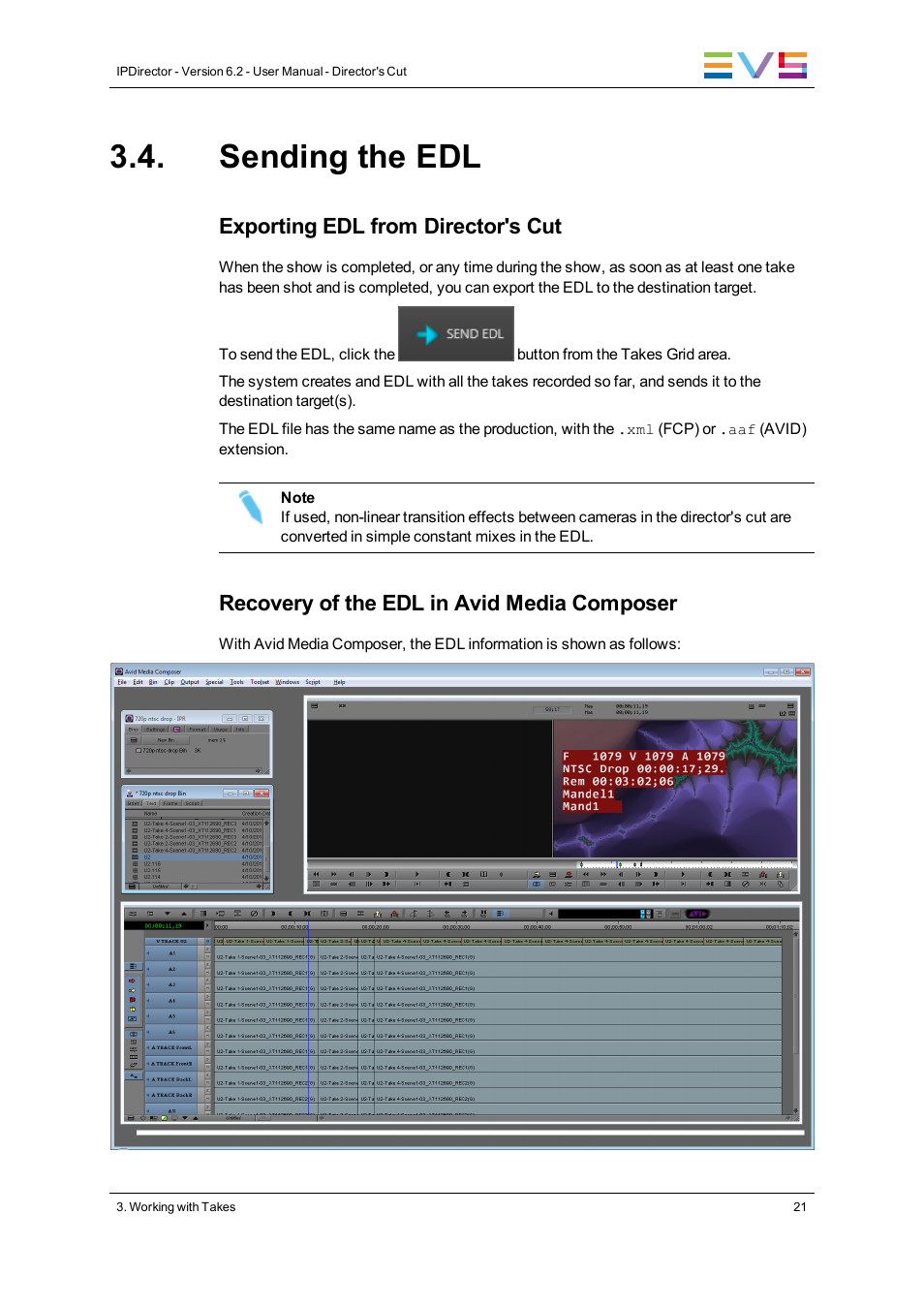 Sending the edl, Exporting edl from director's cut, Recovery of the edl in avid media composer | EVS IPDirector Version 6.2 - June 2013 DIRECTOR’S CUT User Manual User Manual | Page 29 / 34
