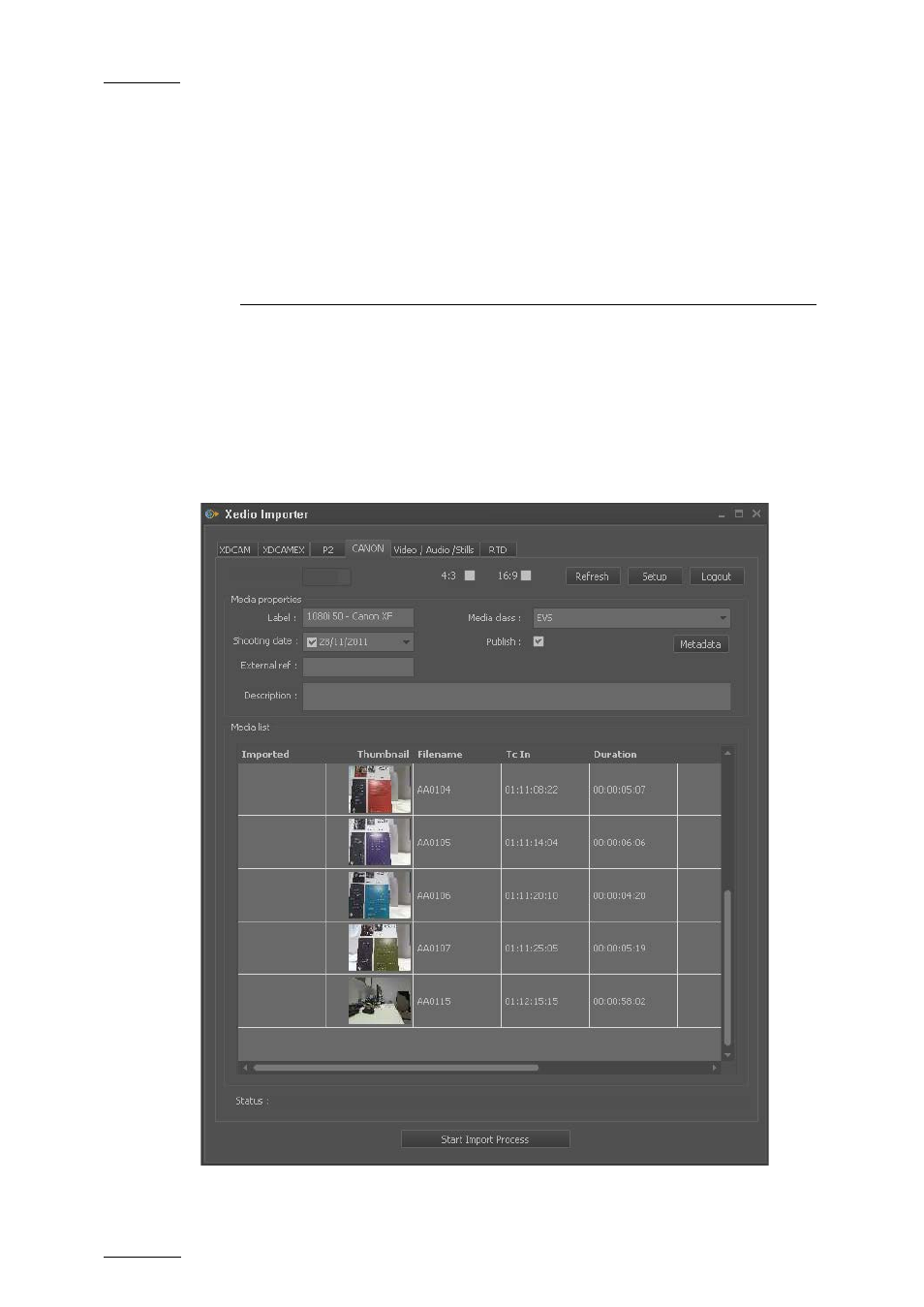 Importing xdcam, xdcamex, p2 and canon files, 1 introduction, Introduction | EVS XEDIO Importer Version 4.2 - June 2012 User Manual User Manual | Page 12 / 38