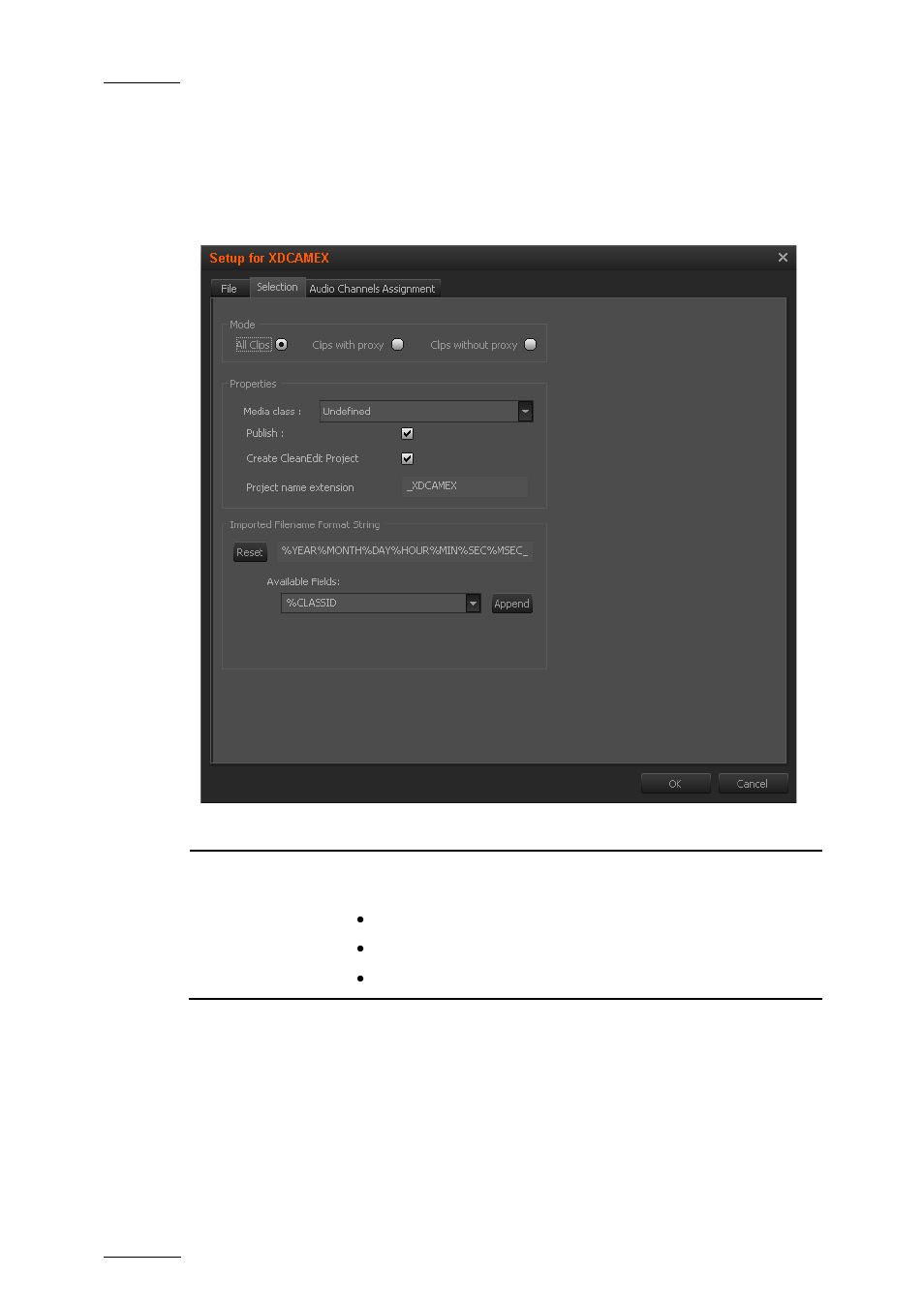 3 selection tab, Selection tab, Election | EVS XEDIO Importer Version 4.2 - June 2012 User Manual User Manual | Page 18 / 38