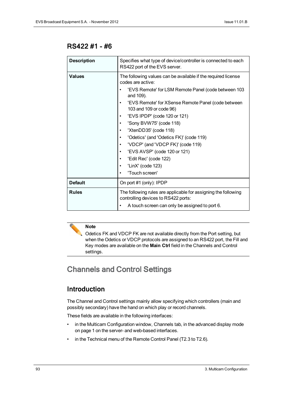 Channels and control settings, Introduction | EVS XT2 Version 11.01 - November 2012 Configuration Manual User Manual | Page 103 / 226