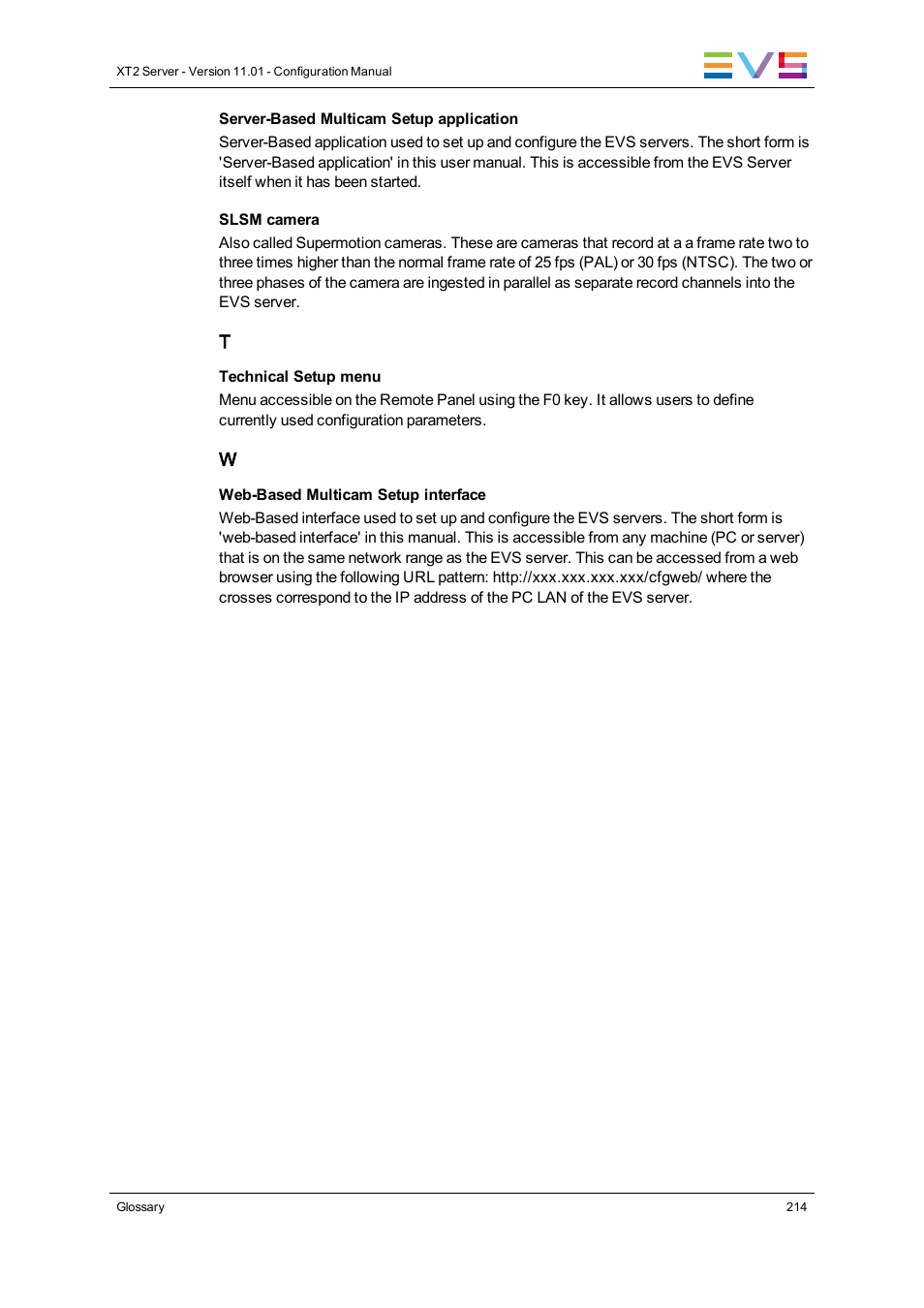 EVS XT2 Version 11.01 - November 2012 Configuration Manual User Manual | Page 224 / 226