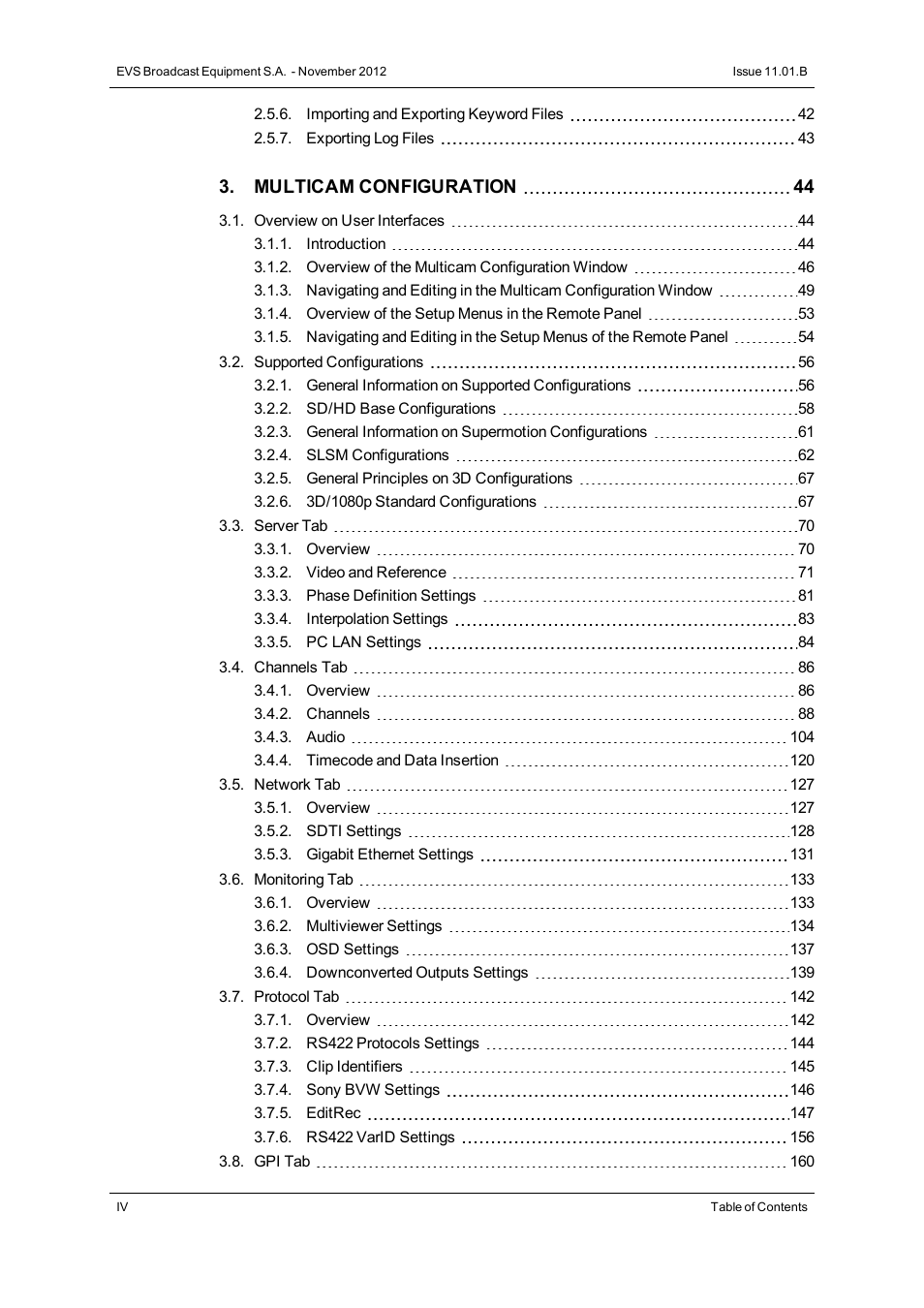 EVS XT2 Version 11.01 - November 2012 Configuration Manual User Manual | Page 6 / 226