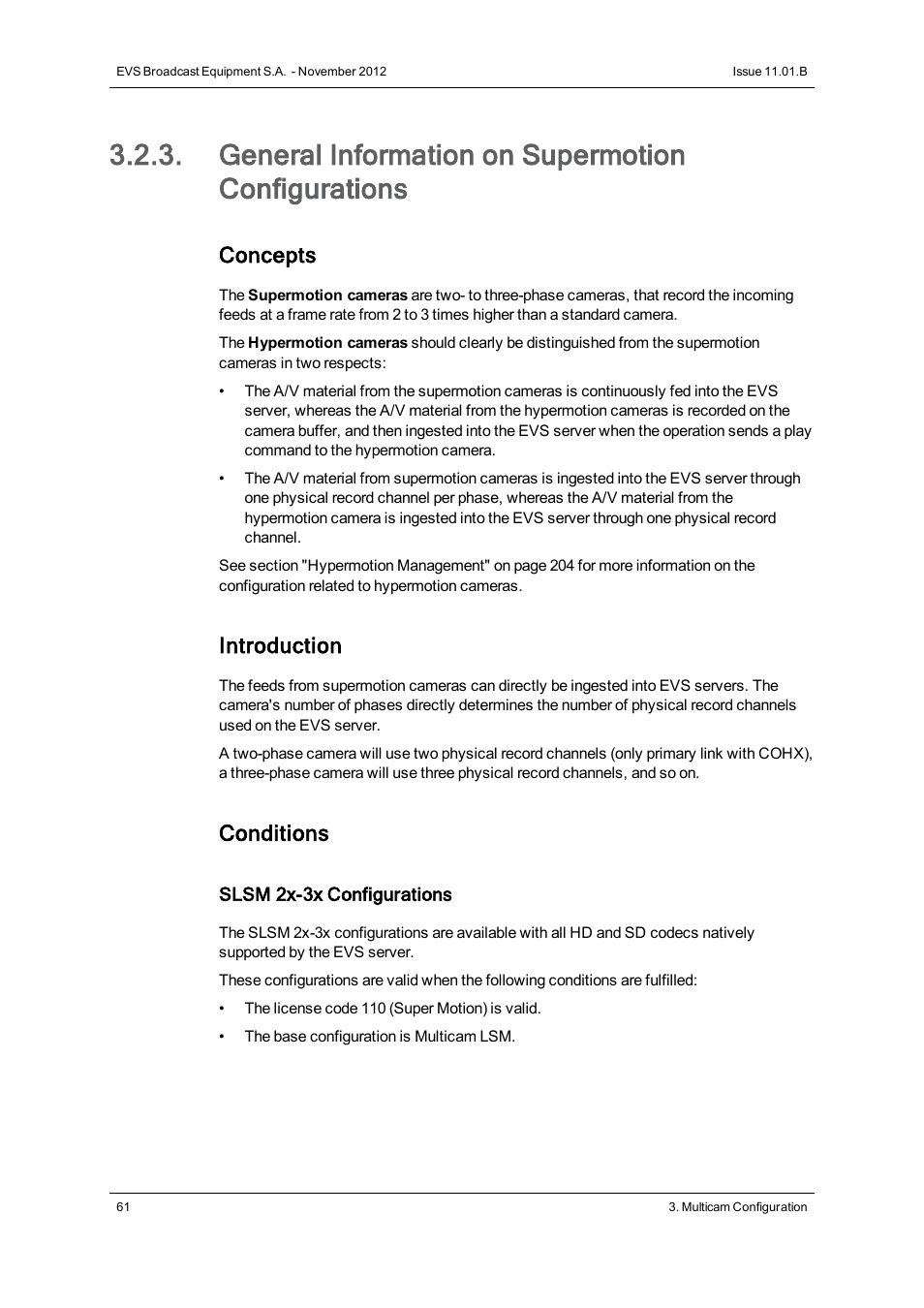 General information on supermotion configurations, Concepts, Introduction | Conditions | EVS XT2 Version 11.01 - November 2012 Configuration Manual User Manual | Page 71 / 226