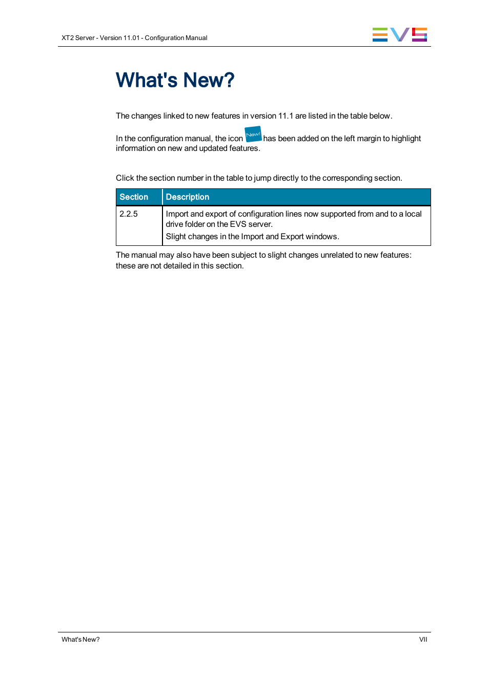What's new | EVS XT2 Version 11.01 - November 2012 Configuration Manual User Manual | Page 9 / 226