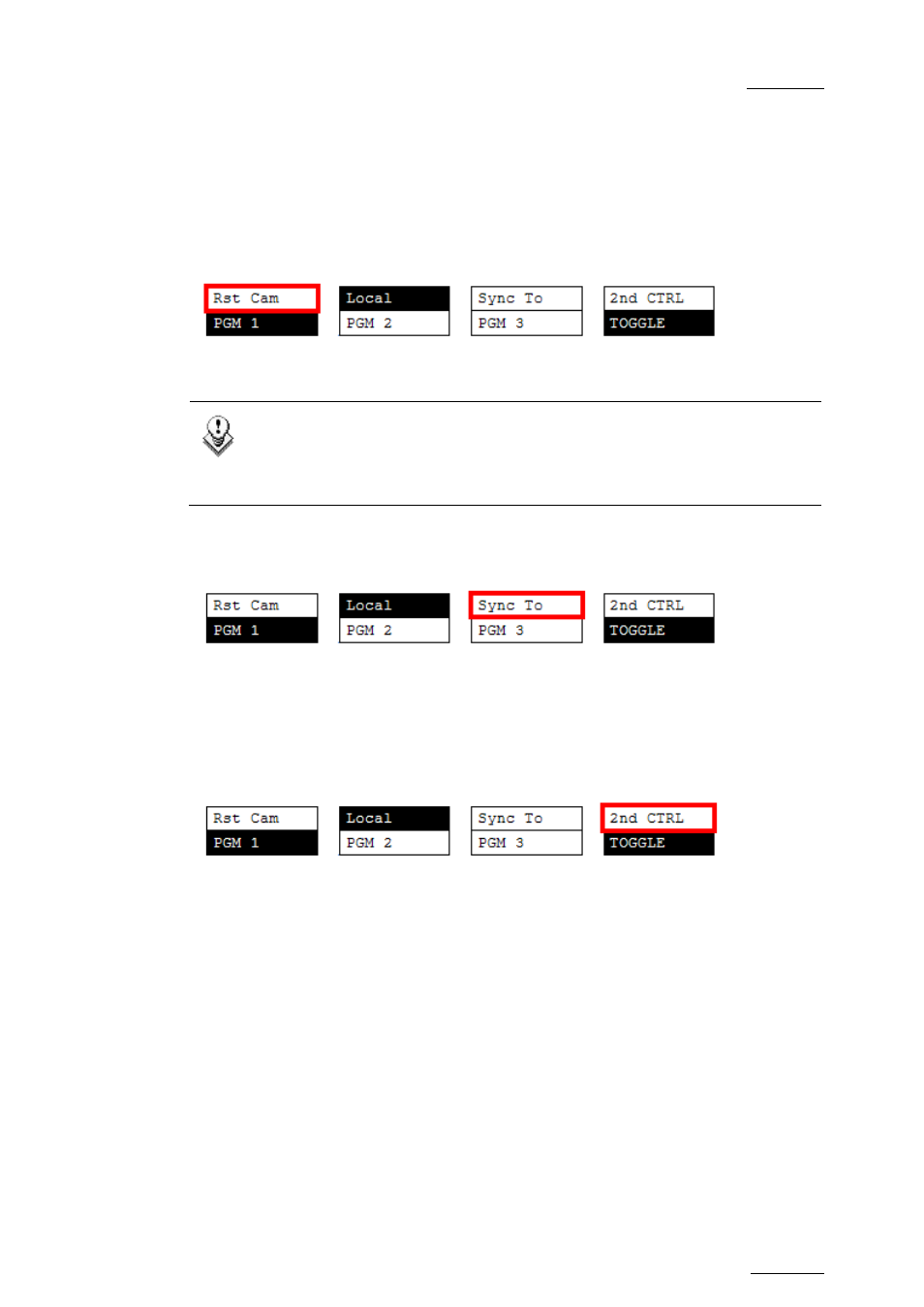 2 operational menu, Rst cam, Sync to | 2nd ctrl, Operational menu, Perational | EVS MulticamLSM Version 10.04 - January 2011 Operating Manual User Manual | Page 43 / 201