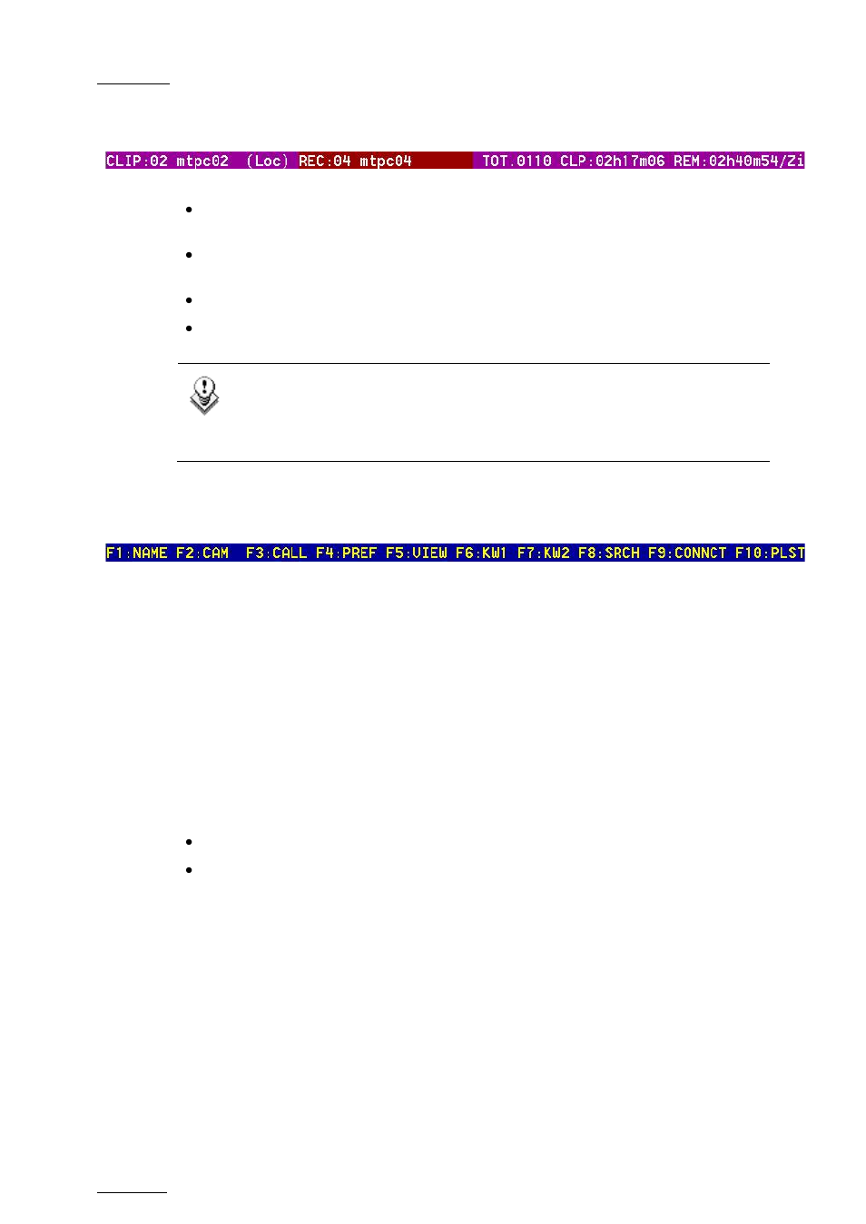 2 the title bar, 3 the function bar, F1: name | F2: clip/cam, F3: call, The title bar, The function bar, Itle, Unction | EVS MulticamLSM Version 10.04 - January 2011 Operating Manual User Manual | Page 64 / 201