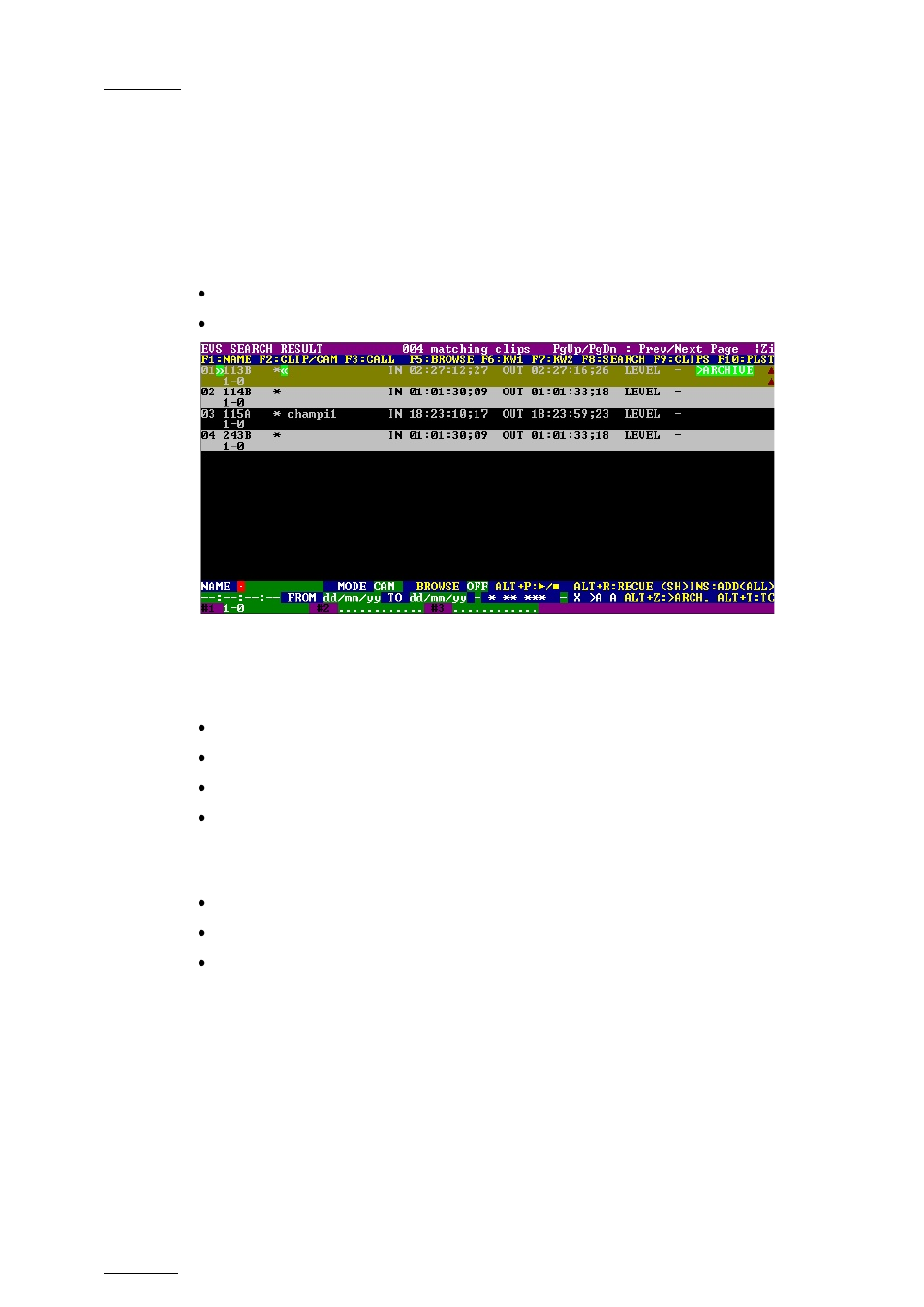 4 search results, Clip information, Search results | Earch, Esults | EVS MulticamLSM Version 10.04 - January 2011 Operating Manual User Manual | Page 92 / 201