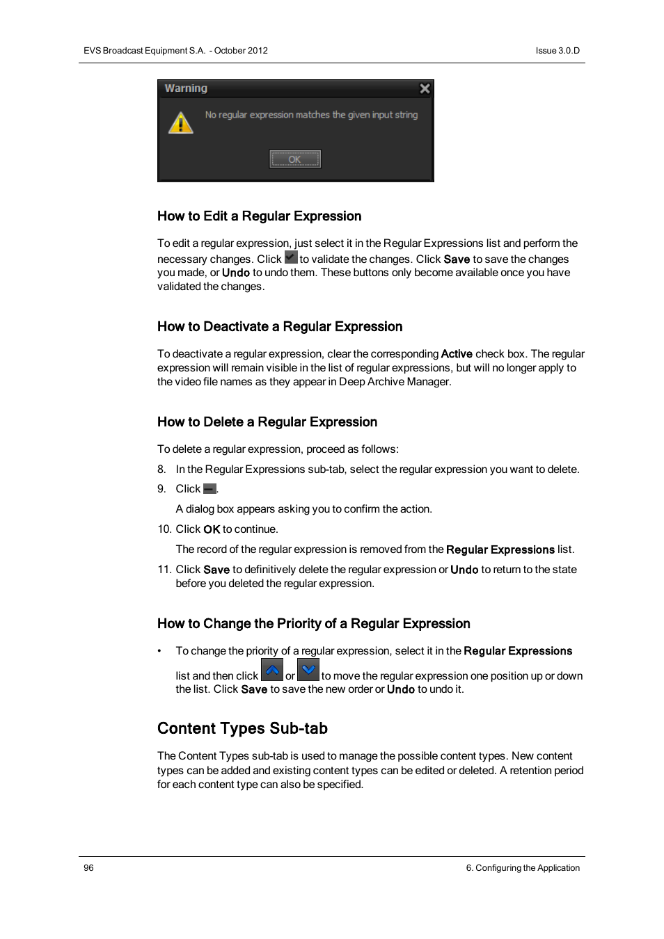 Content types sub-tab | EVS IP2Archive Deep Archive Manager Version 3.0 - October 2012 User Manual User Manual | Page 103 / 111