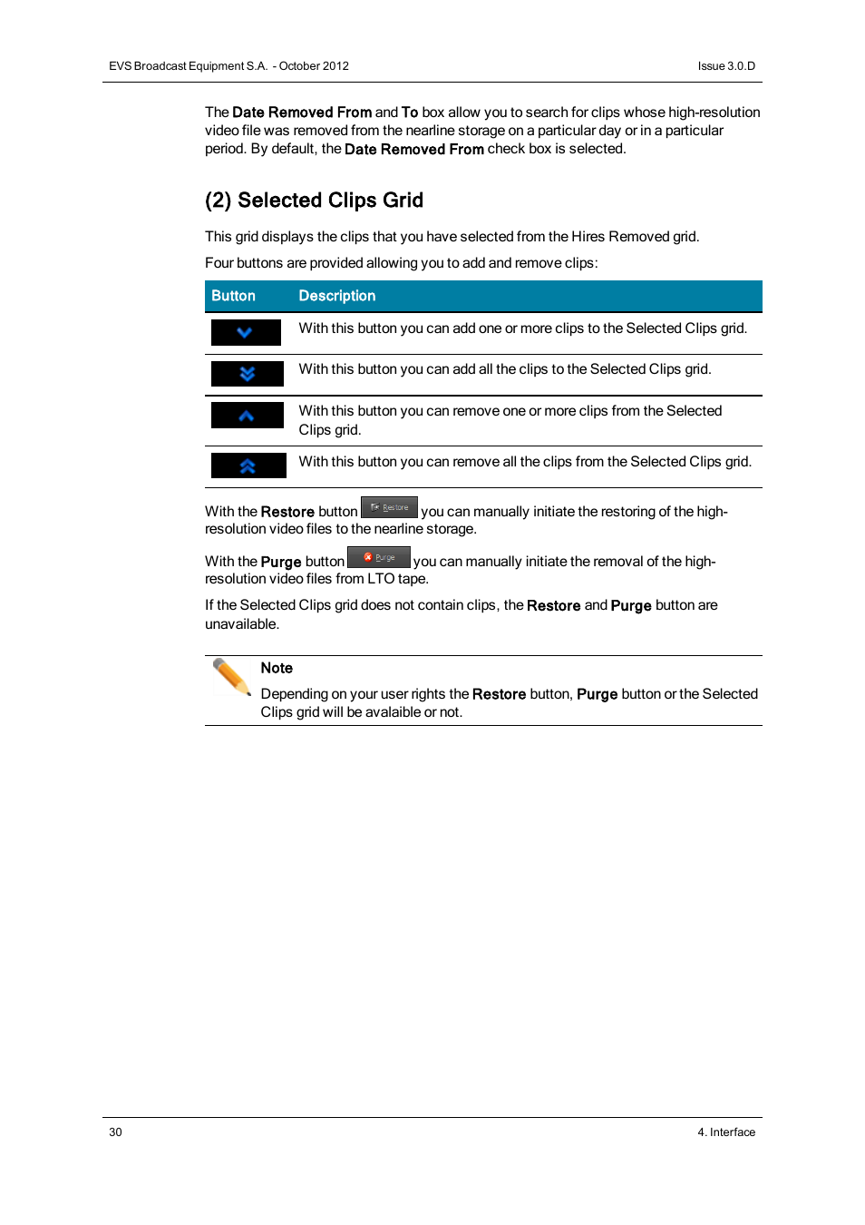 2) selected clips grid | EVS IP2Archive Deep Archive Manager Version 3.0 - October 2012 User Manual User Manual | Page 37 / 111