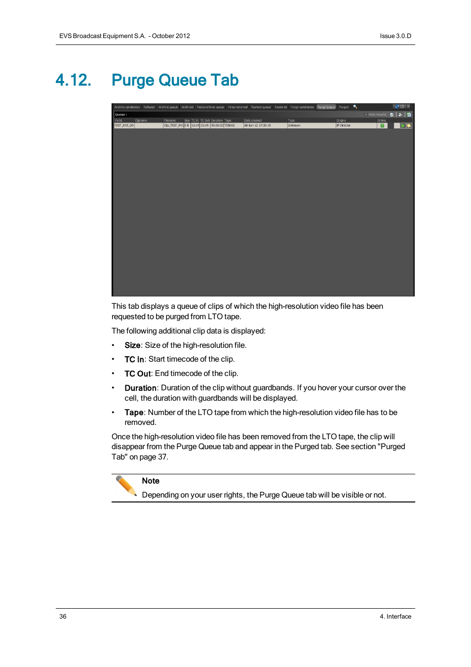 Purge queue tab | EVS IP2Archive Deep Archive Manager Version 3.0 - October 2012 User Manual User Manual | Page 43 / 111