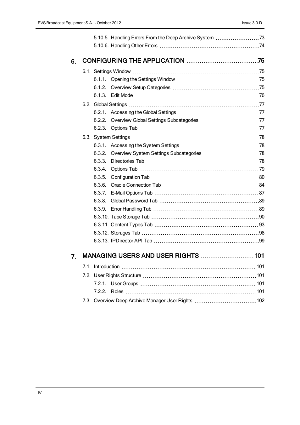 EVS IP2Archive Deep Archive Manager Version 3.0 - October 2012 User Manual User Manual | Page 5 / 111