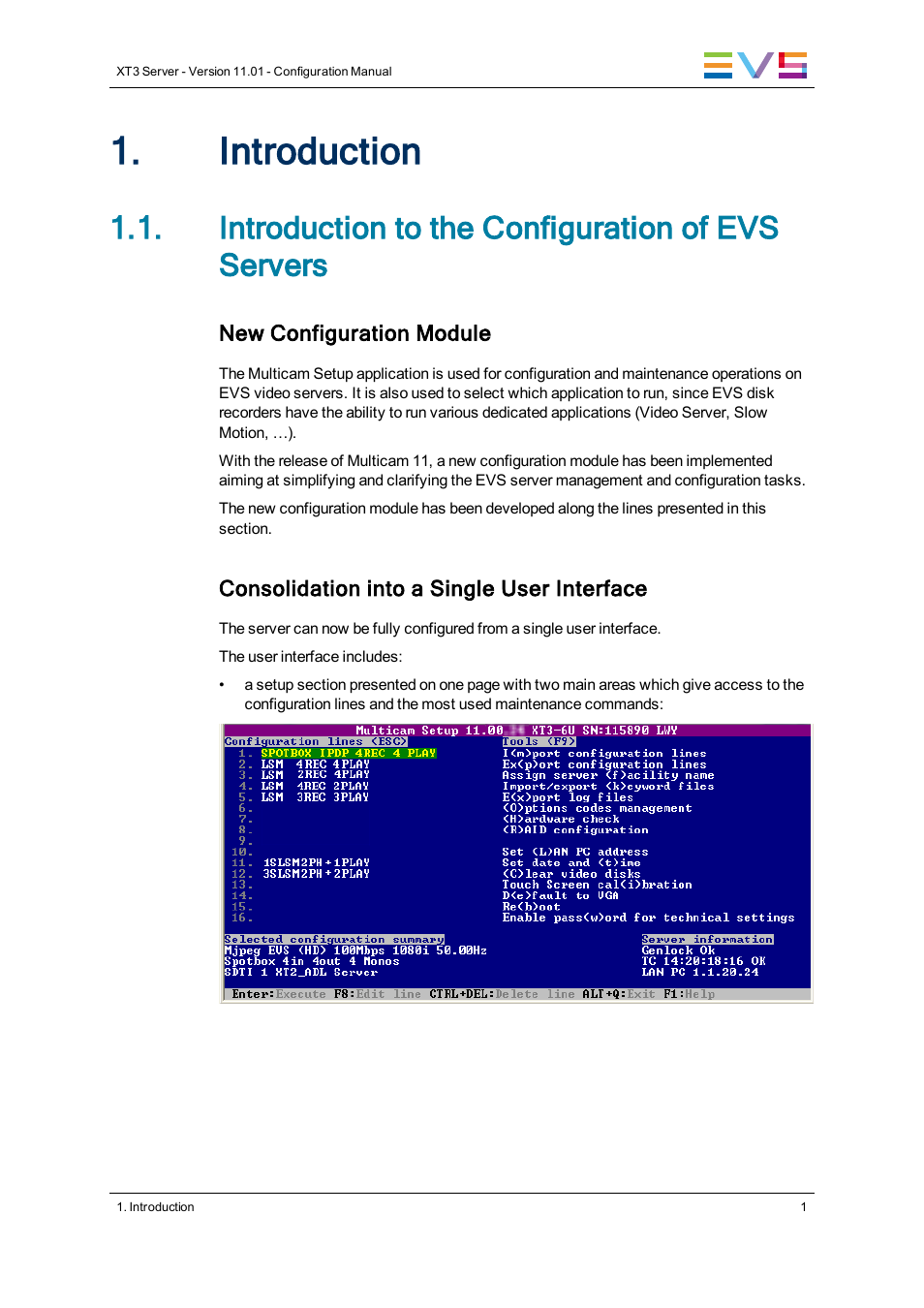 Introduction, Introduction to the configuration of evs servers | EVS XT3 Version 11.01 - November 2012 Configuration Manual User Manual | Page 11 / 254