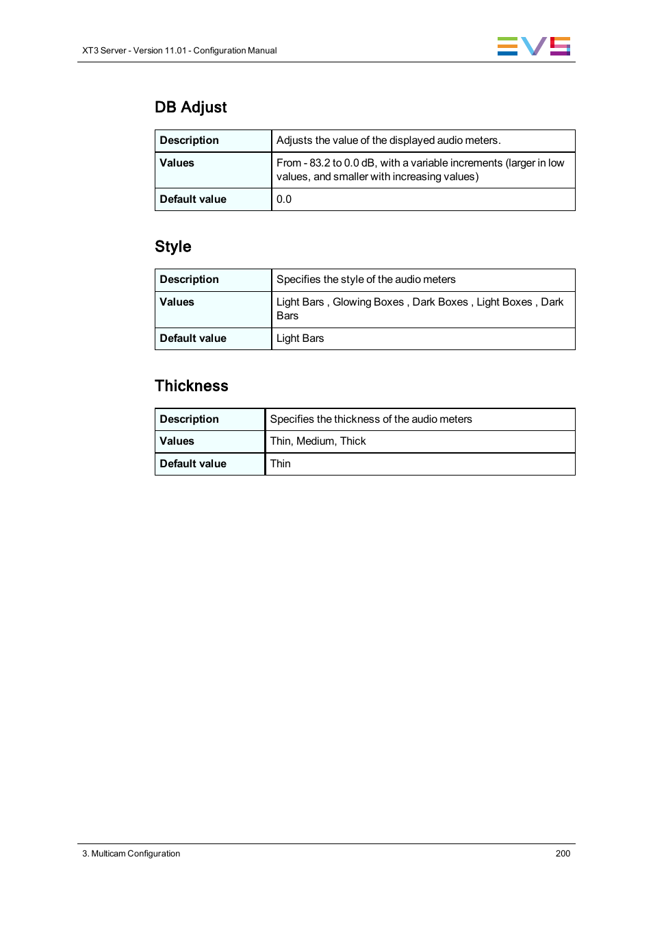 Db adjust, Style, Thickness | EVS XT3 Version 11.01 - November 2012 Configuration Manual User Manual | Page 210 / 254