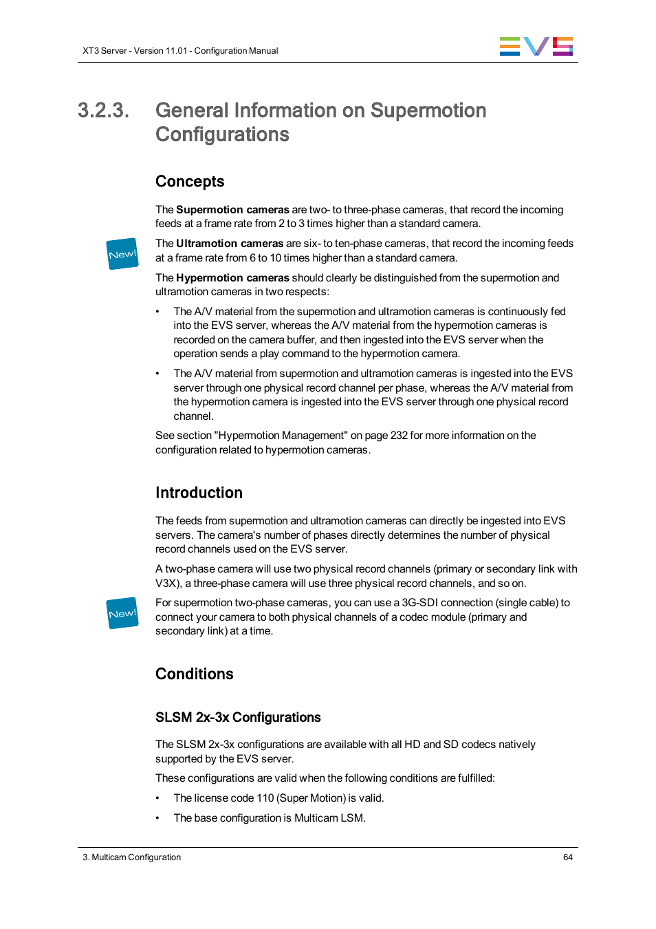 General information on supermotion configurations, General principles, Concepts | Introduction, Conditions | EVS XT3 Version 11.01 - November 2012 Configuration Manual User Manual | Page 74 / 254