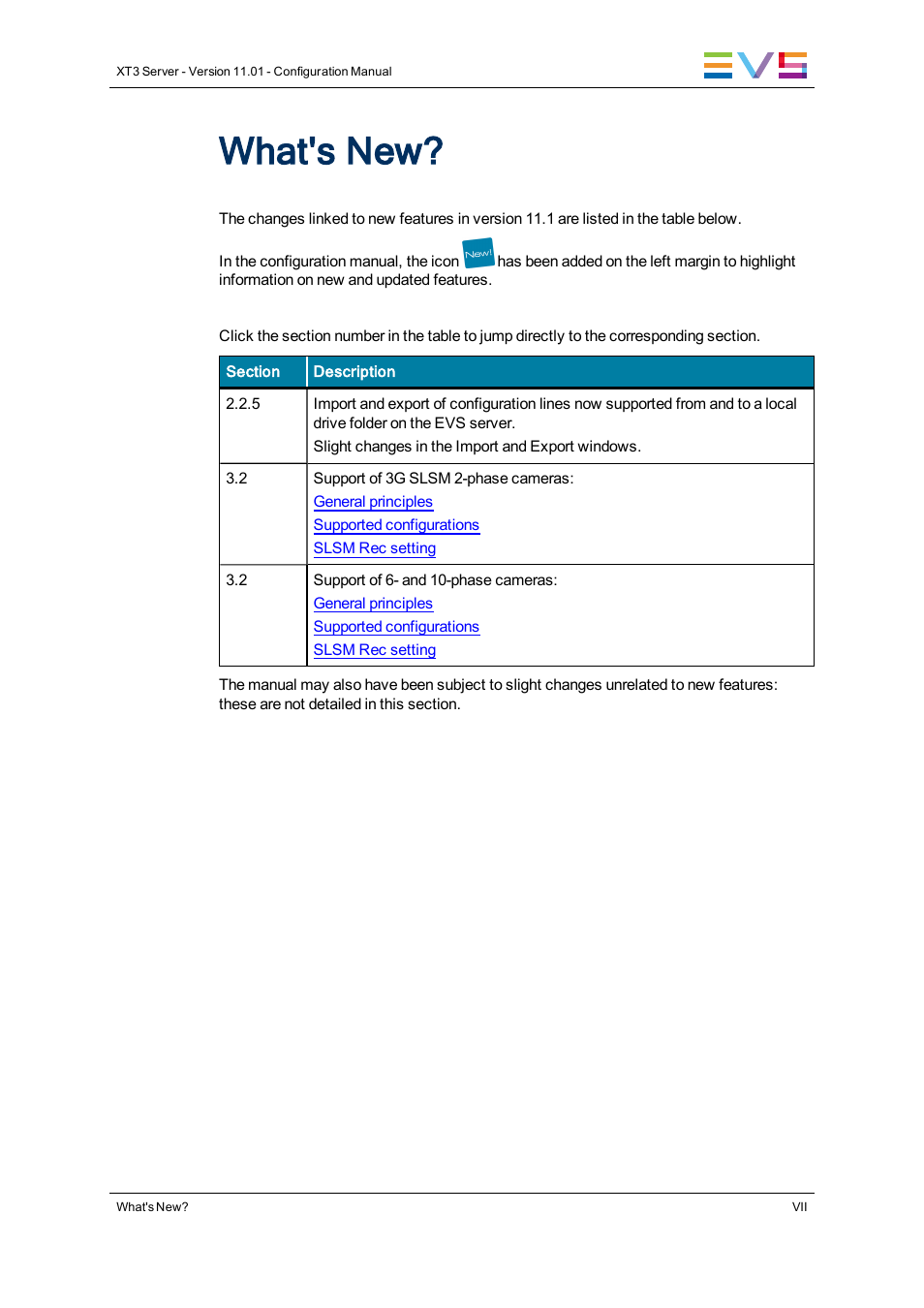 What's new | EVS XT3 Version 11.01 - November 2012 Configuration Manual User Manual | Page 9 / 254