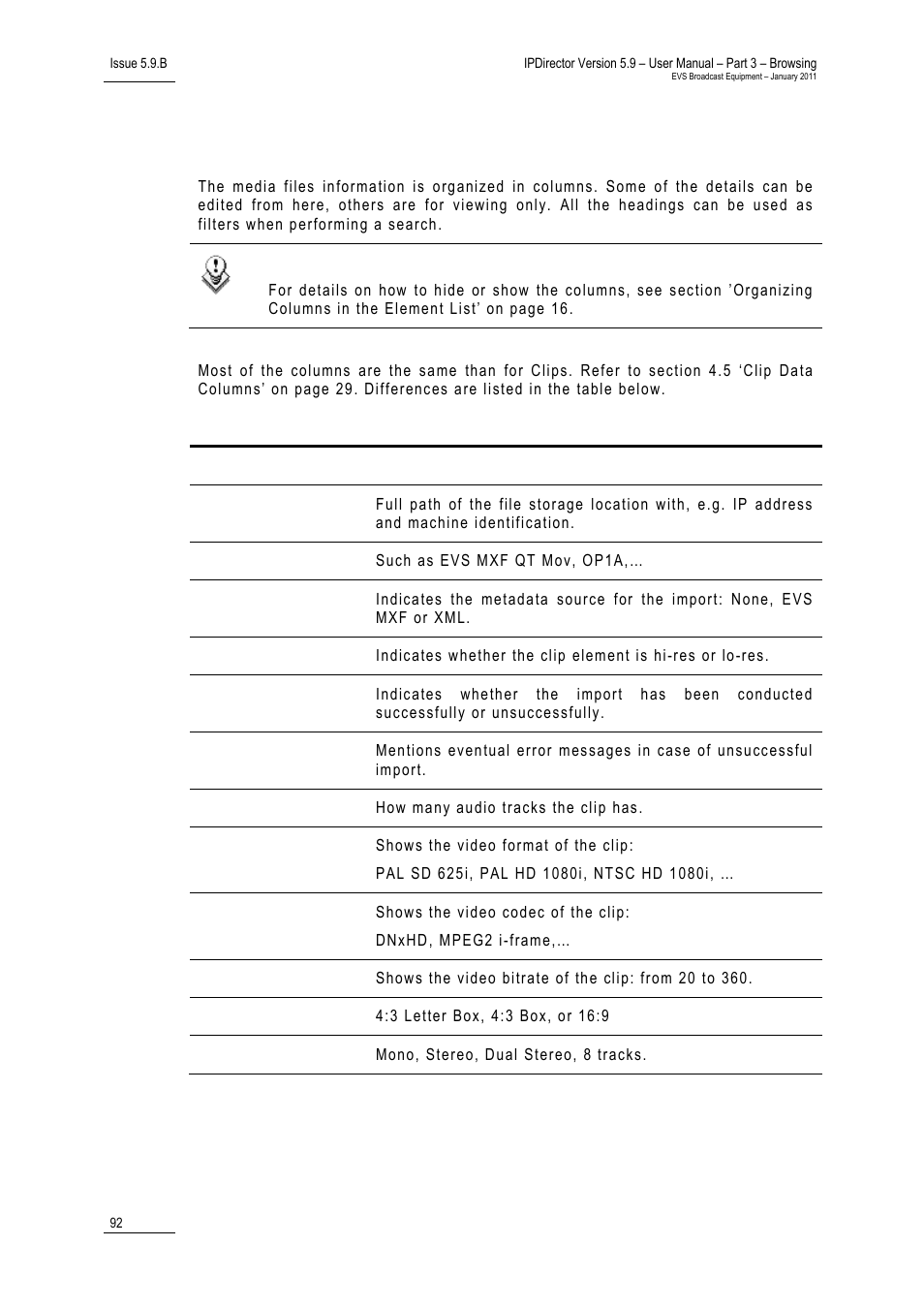 3 media files data columns, How to export a logging profile from the tree, Printing a log sheet | EVS IPDirector Version 5.9 - January 2011 Part 3 User’s Manual User Manual | Page 105 / 139