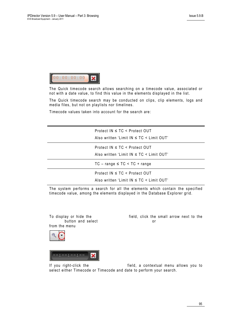 3 quick search options, 1 quick tc search, Introduction | Quick tc search field display, Media files view, Media files tree structure, 1 ‘quick tc search, Uick, Earch | EVS IPDirector Version 5.9 - January 2011 Part 3 User’s Manual User Manual | Page 108 / 139