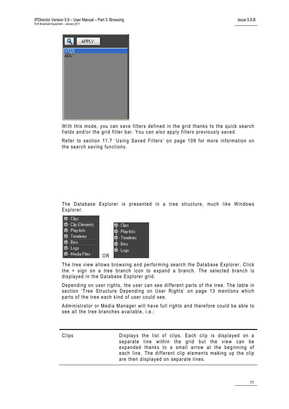 4 tree view, 1 introduction, Tree view | Introduction, Ntroduction | EVS IPDirector Version 5.9 - January 2011 Part 3 User’s Manual User Manual | Page 24 / 139