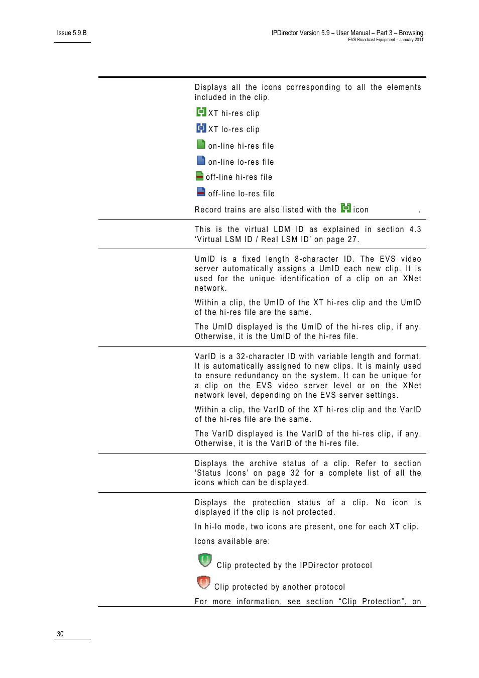Clip data columns | EVS IPDirector Version 5.9 - January 2011 Part 3 User’s Manual User Manual | Page 43 / 139