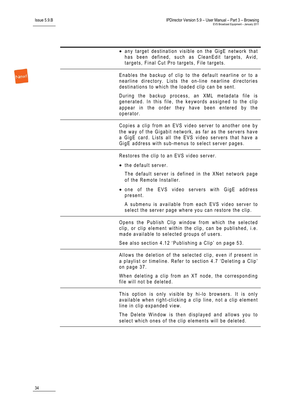 Clip contextual menu | EVS IPDirector Version 5.9 - January 2011 Part 3 User’s Manual User Manual | Page 47 / 139