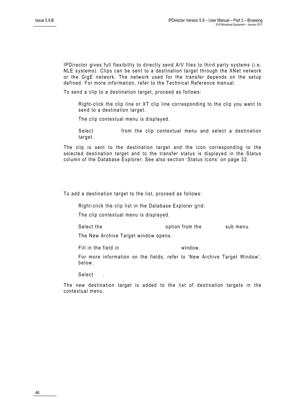 4 how to add a destination target | EVS IPDirector Version 5.9 - January 2011 Part 3 User’s Manual User Manual | Page 59 / 139